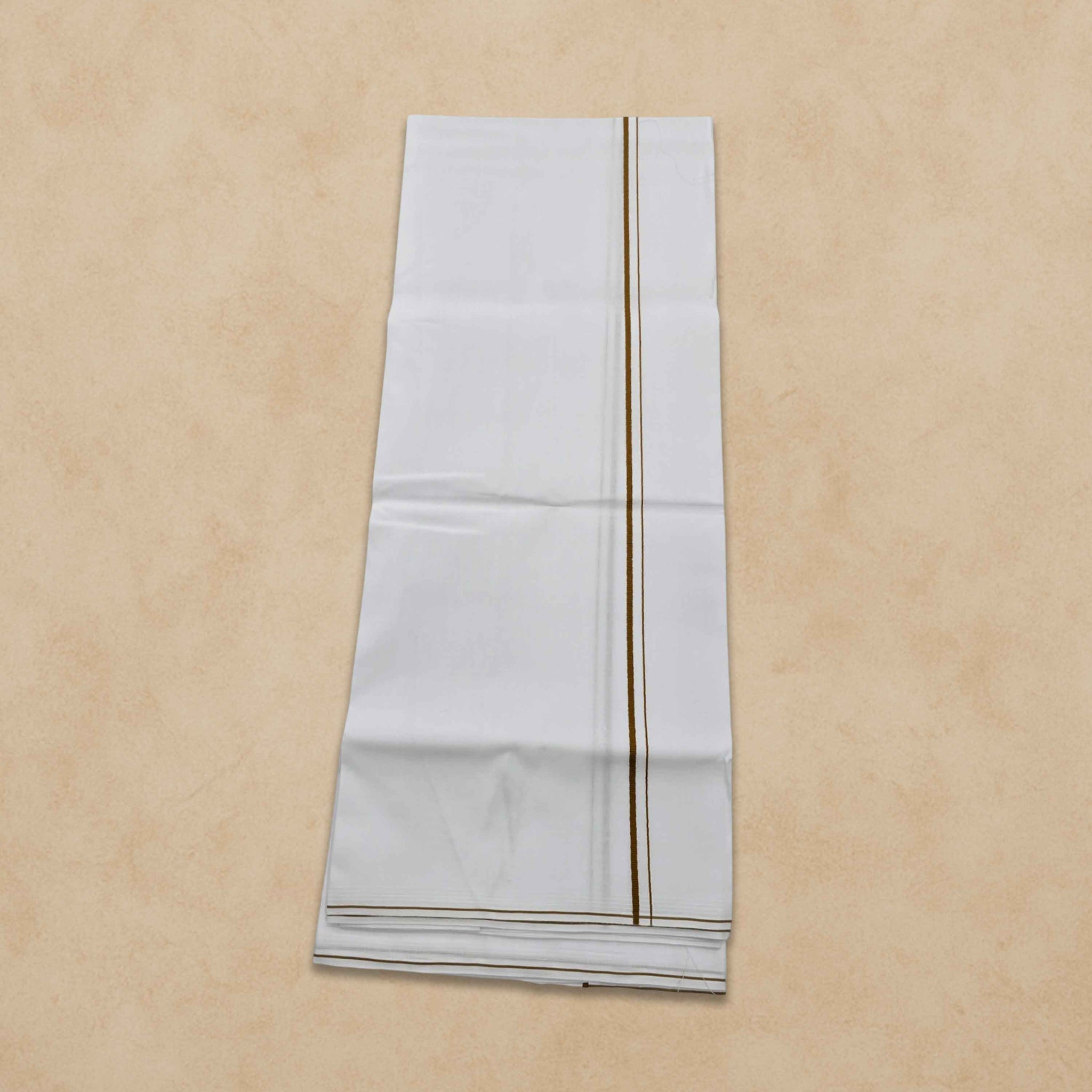 Pure Cotton White Dhoti With Colour small Border for Men's | Dhoti for Pooja, Weddings and Other Festive Occasions - Musturd