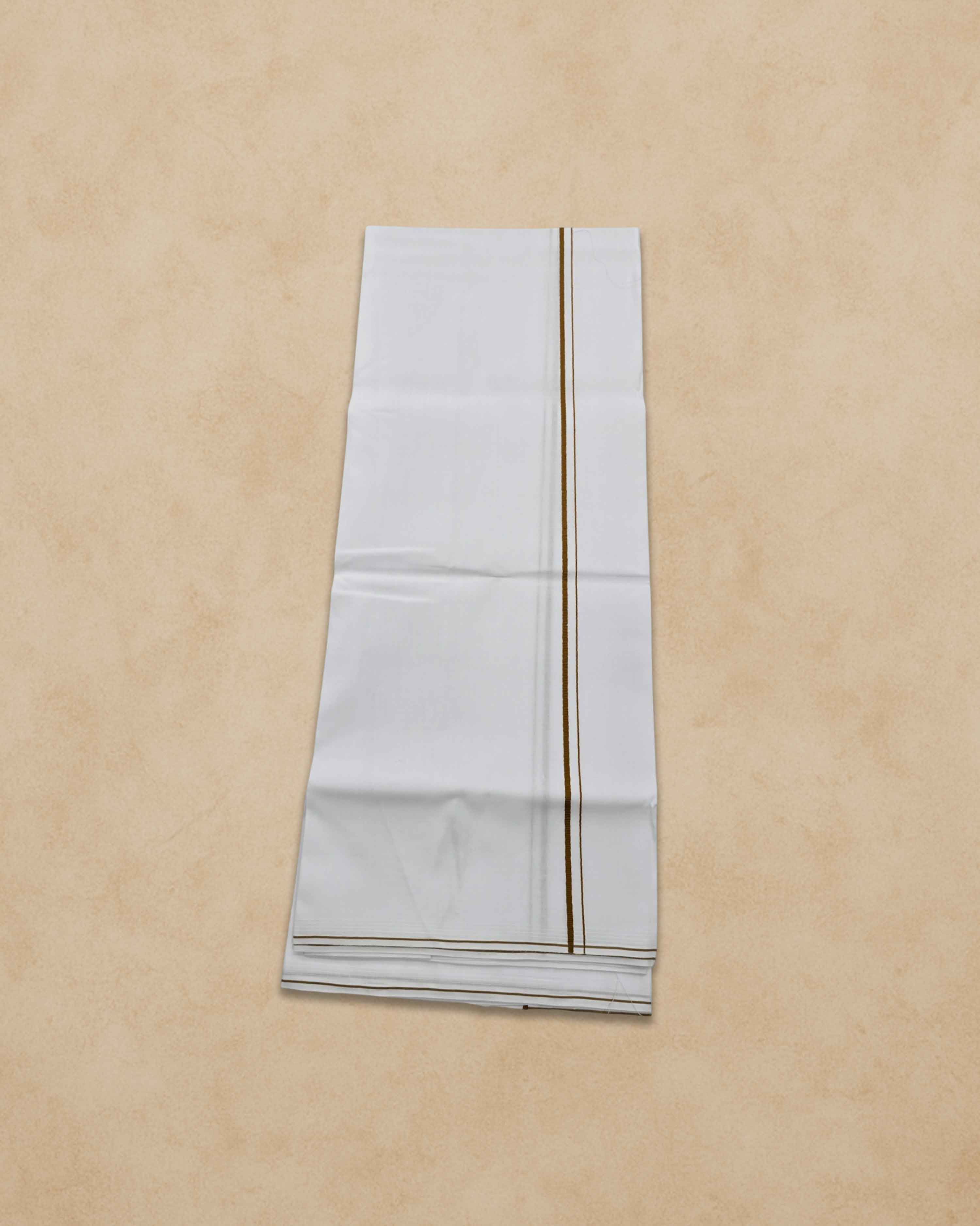 Pure Cotton White Dhoti With Colour small Border for Men's | Dhoti for Pooja, Weddings and Other Festive Occasions - Musturd