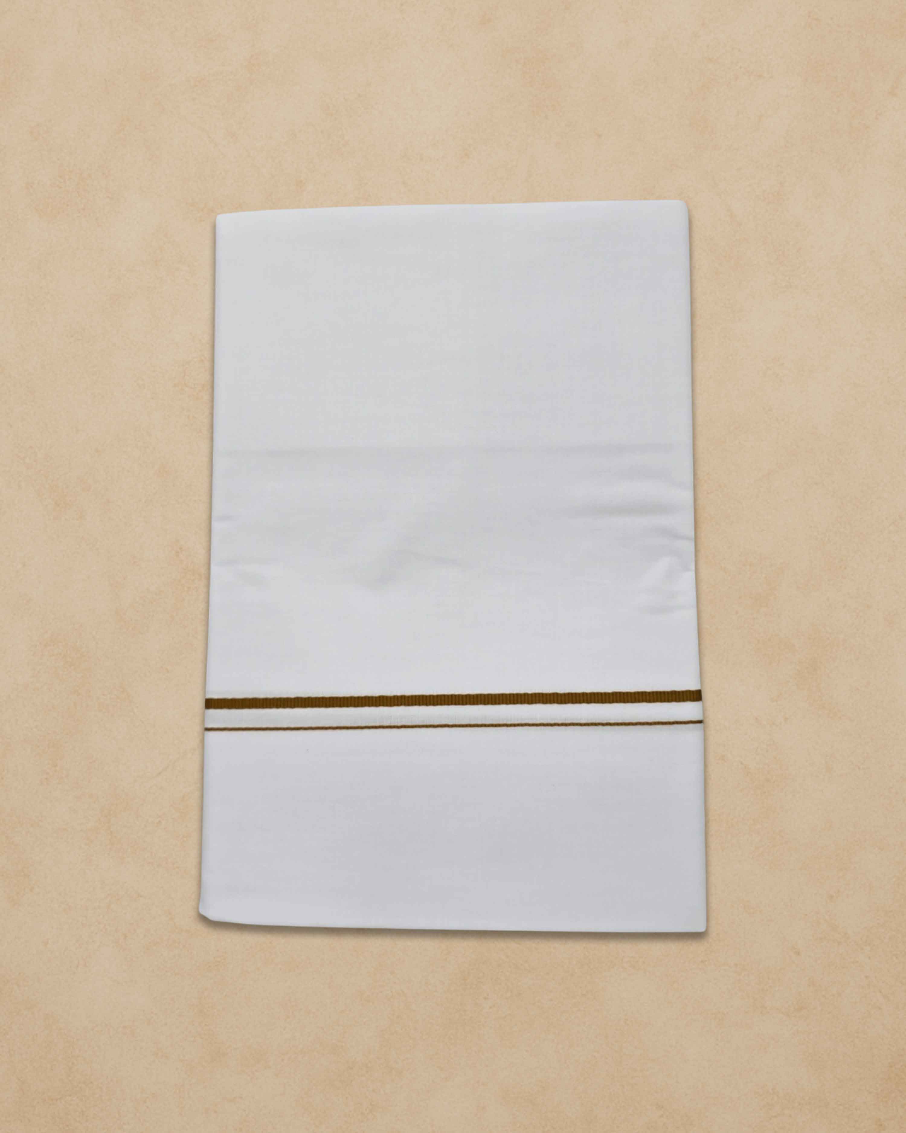 Pure Cotton White Dhoti With Colour small Border for Men's | Dhoti for Pooja, Weddings and Other Festive Occasions - Musturd