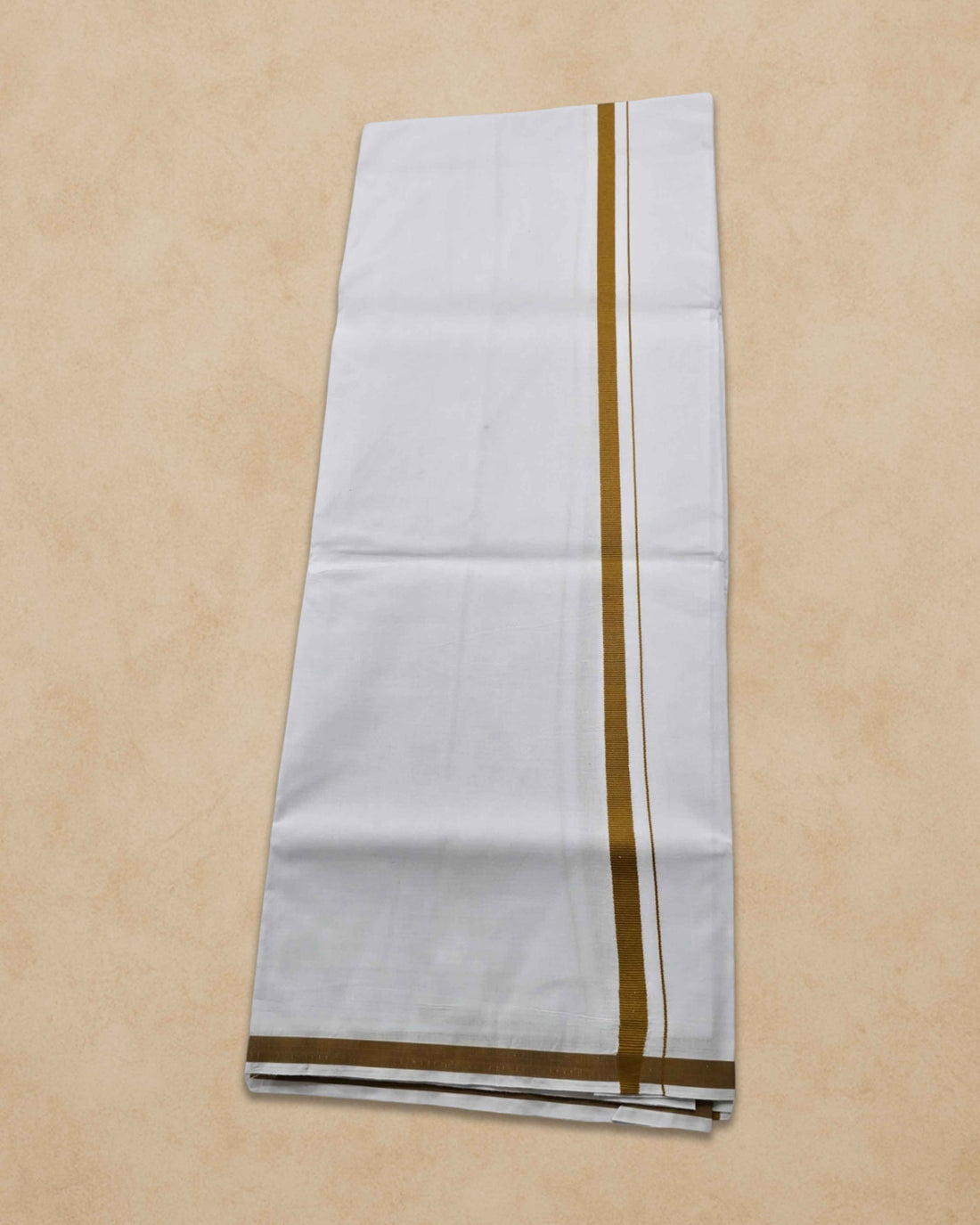 Pure Cotton White Dhoti With Colour Big Border For Men's | Dhoti For Pooja, Weddings And Other Festive Occasions - Musturd