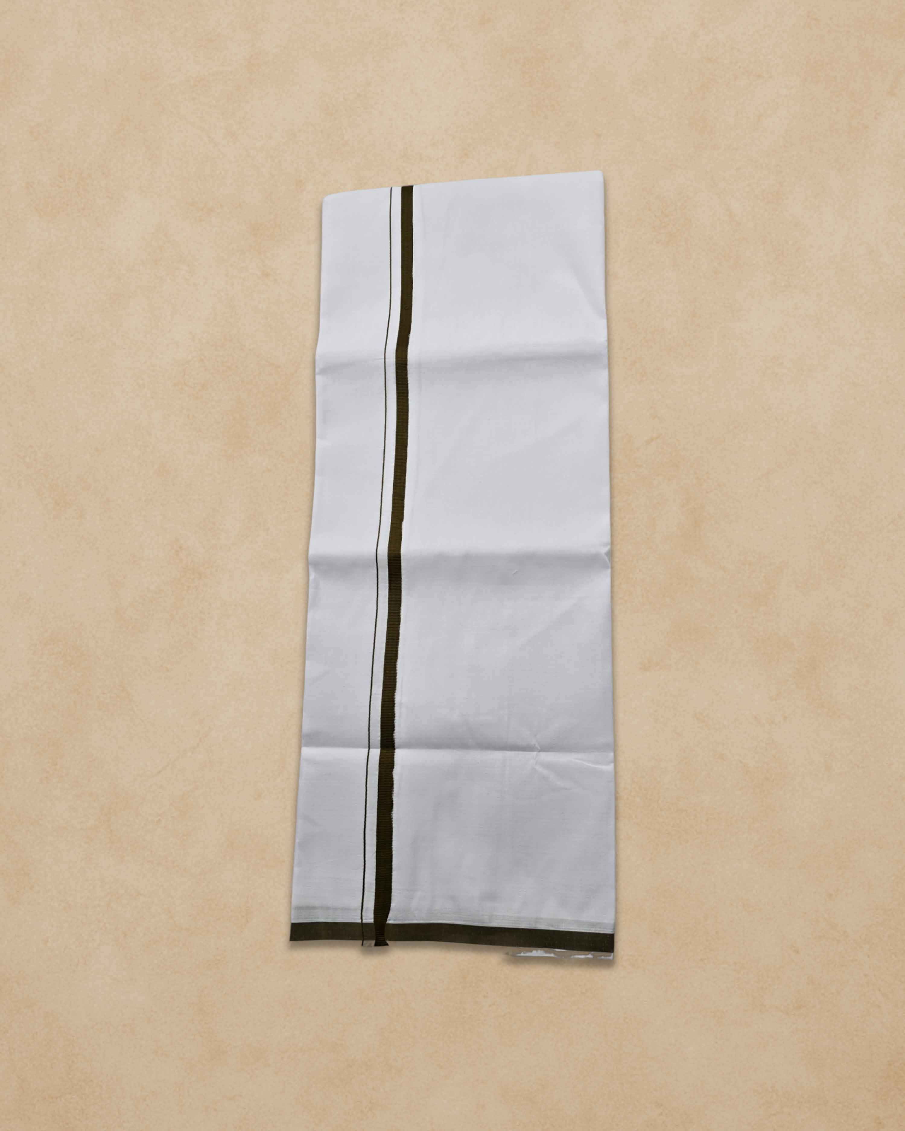 Pure Cotton White Dhoti With Colour Big Border For Men's | Dhoti For Pooja, Weddings And Other Festive Occasions - Passion Green