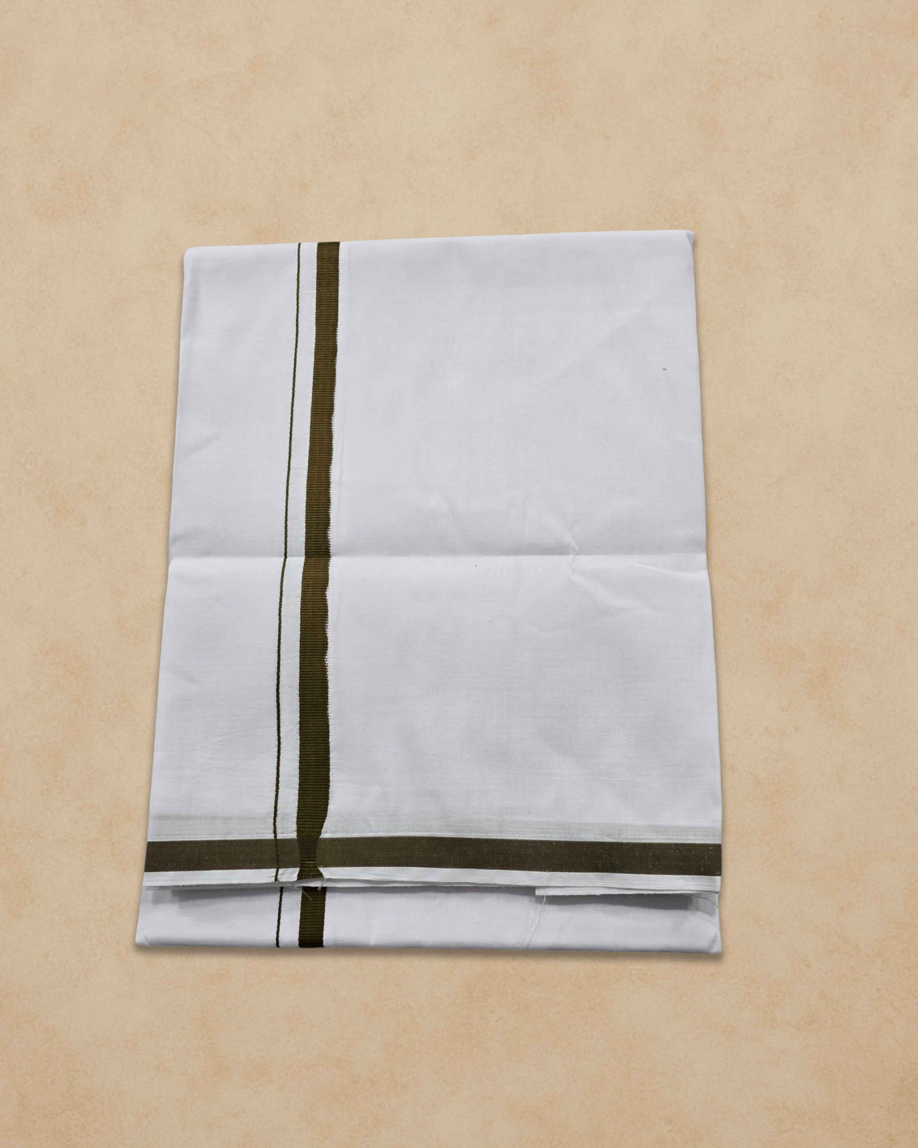Pure Cotton White Dhoti With Colour Big Border For Men's | Dhoti For Pooja, Weddings And Other Festive Occasions - Passion Green