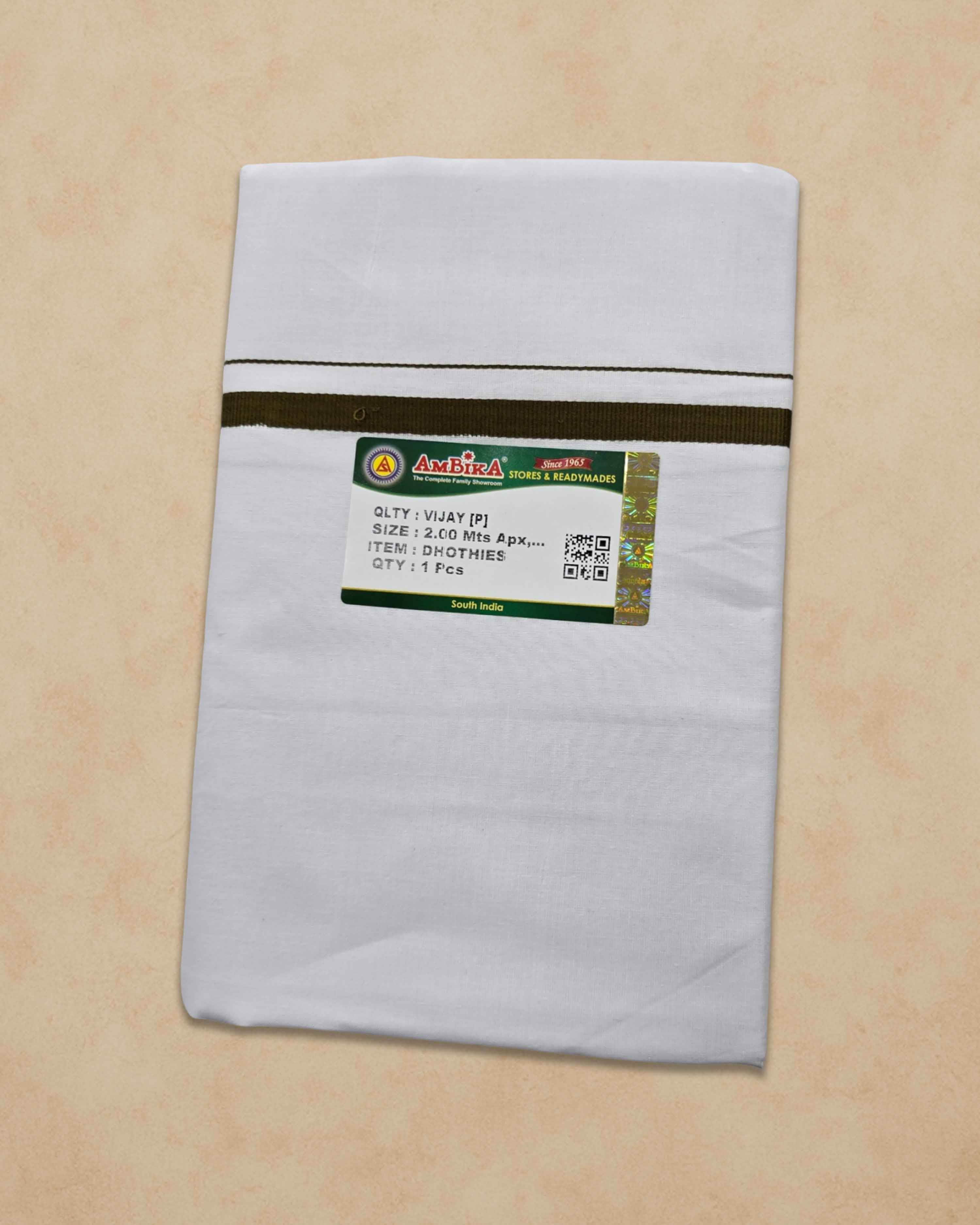 Pure Cotton White Dhoti With Colour Big Border For Men's | Dhoti For Pooja, Weddings And Other Festive Occasions - Passion Green