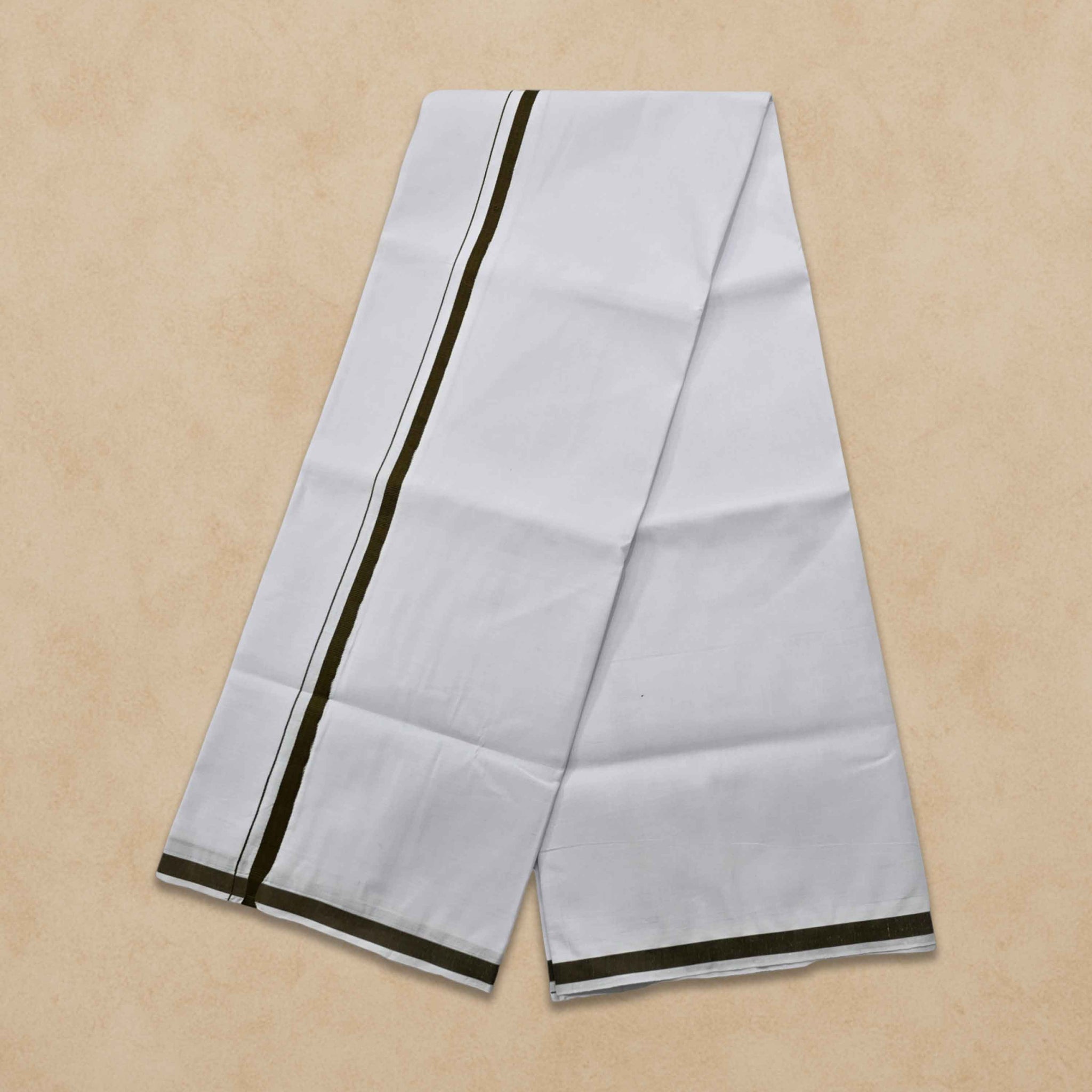 Pure Cotton White Dhoti With Colour Big Border For Men's | Dhoti For Pooja, Weddings And Other Festive Occasions - Passion Green