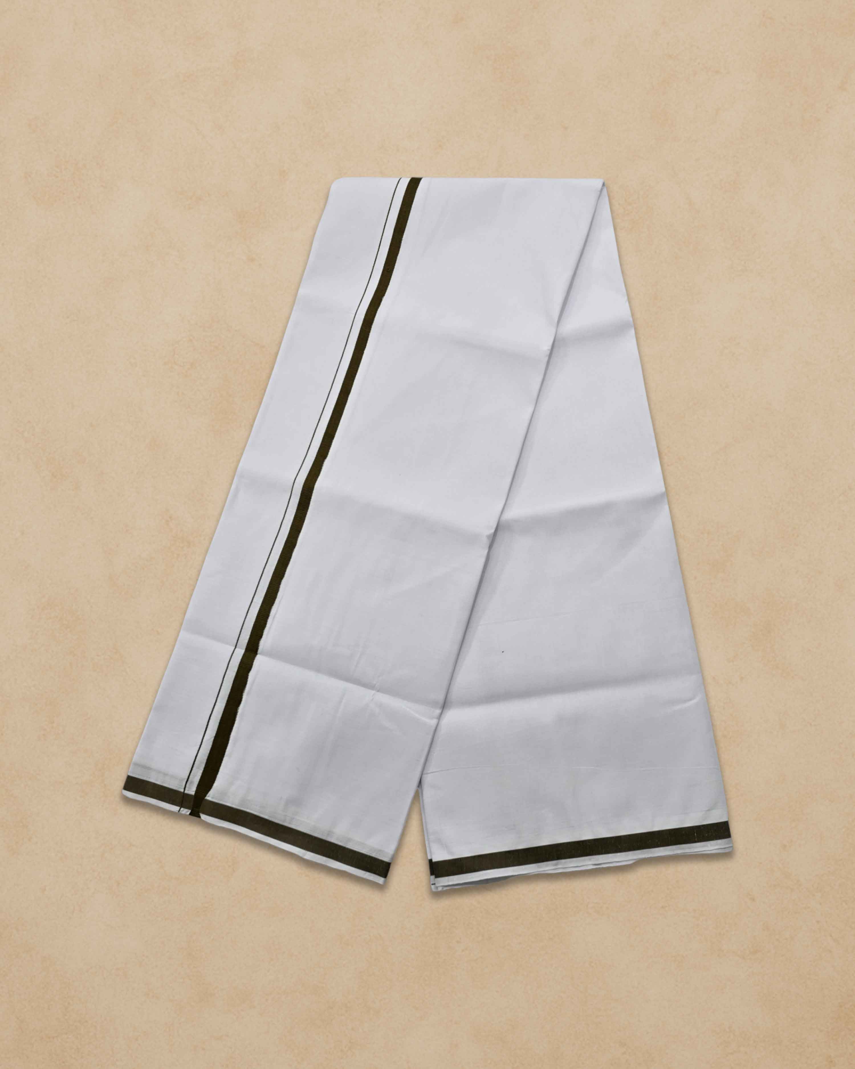 Pure Cotton White Dhoti With Colour Big Border For Men's | Dhoti For Pooja, Weddings And Other Festive Occasions - Passion Green