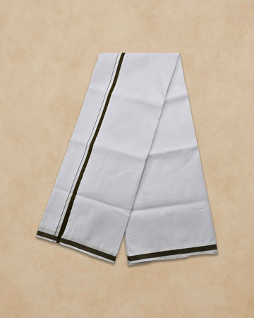 Pure Cotton White Dhoti With Colour Big Border For Men's | Dhoti For Pooja, Weddings And Other Festive Occasions - Passion Green