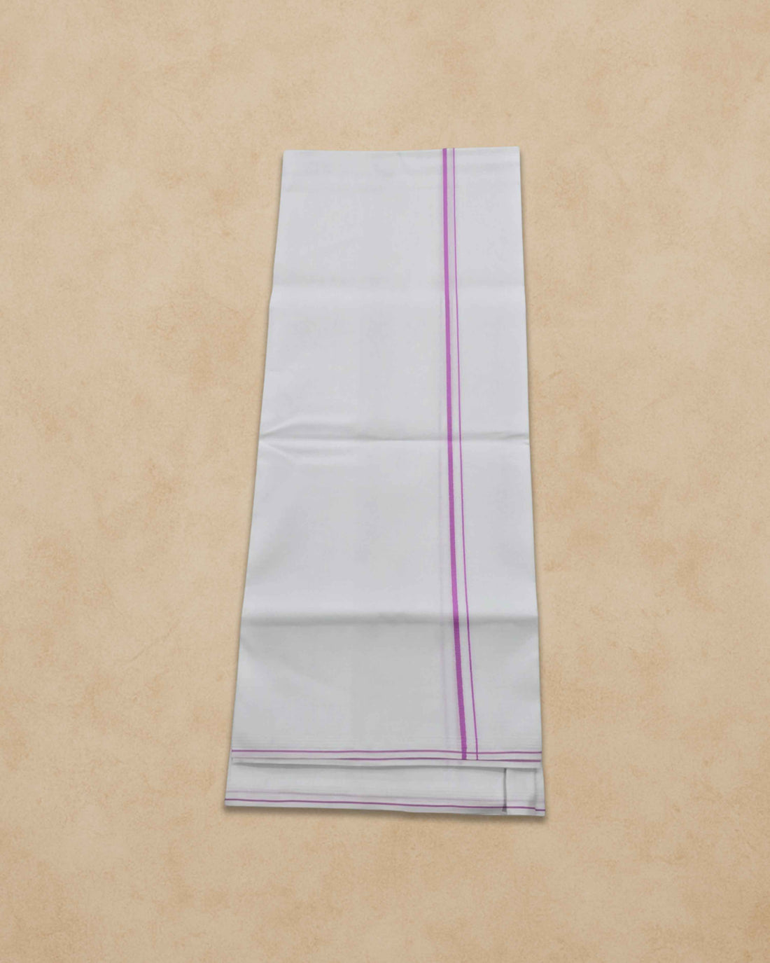 Pure Cotton White Dhoti With Colour small Border for Men's | Dhoti for Pooja, Weddings and Other Festive Occasions - Pink
