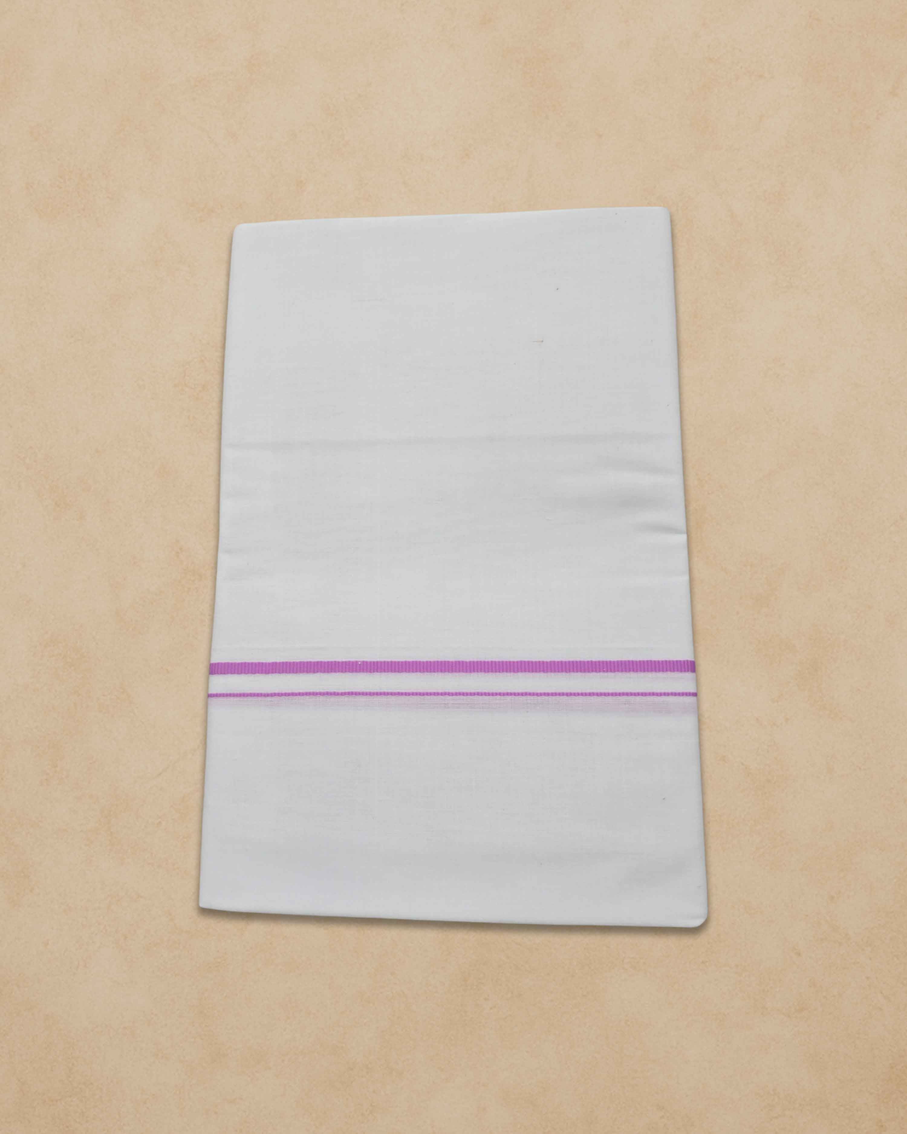 Pure Cotton White Dhoti With Colour small Border for Men's | Dhoti for Pooja, Weddings and Other Festive Occasions - Pink
