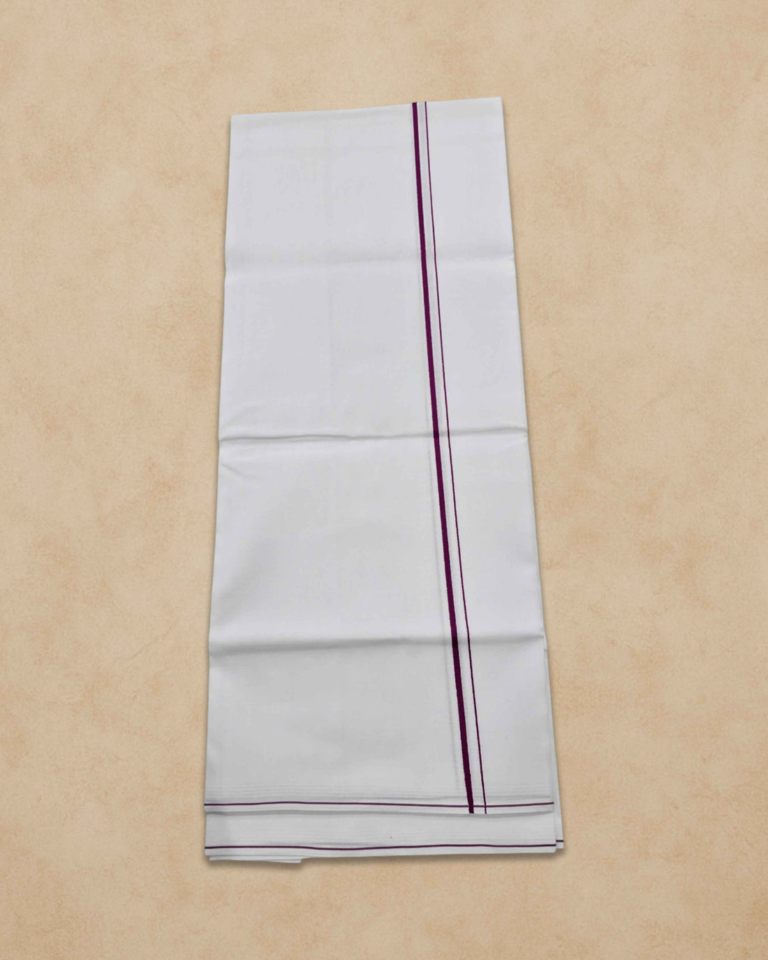 Pure Cotton White Dhoti With Colour small Border for Men's | Dhoti for Pooja, Weddings and Other Festive Occasions - violet