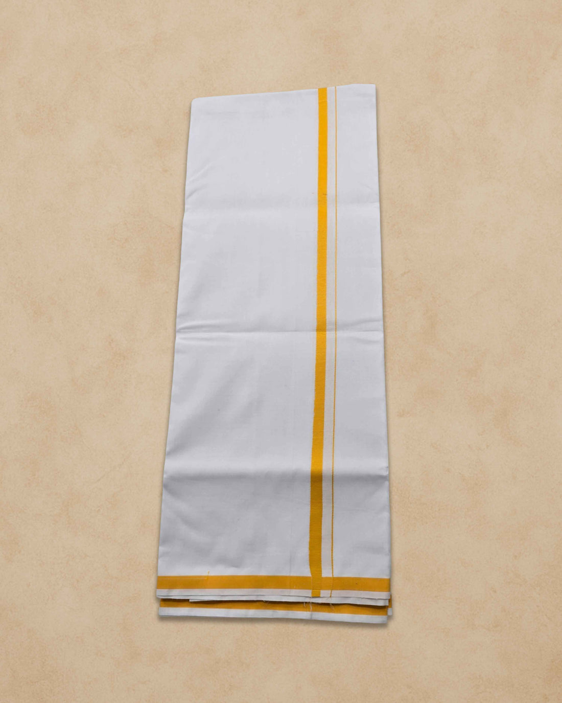 Pure Cotton White Dhoti With Colour Big Border For Men's | Dhoti For Pooja, Weddings And Other Festive Occasions - Yellow