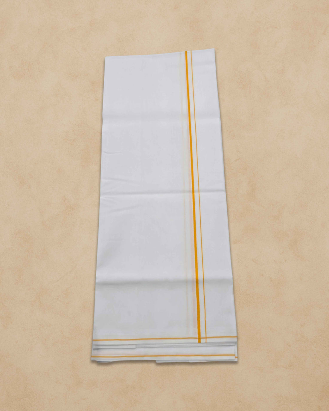 Pure Cotton White Dhoti With Colour small Border for Men's | Dhoti for Pooja, Weddings and Other Festive Occasions - Yellow