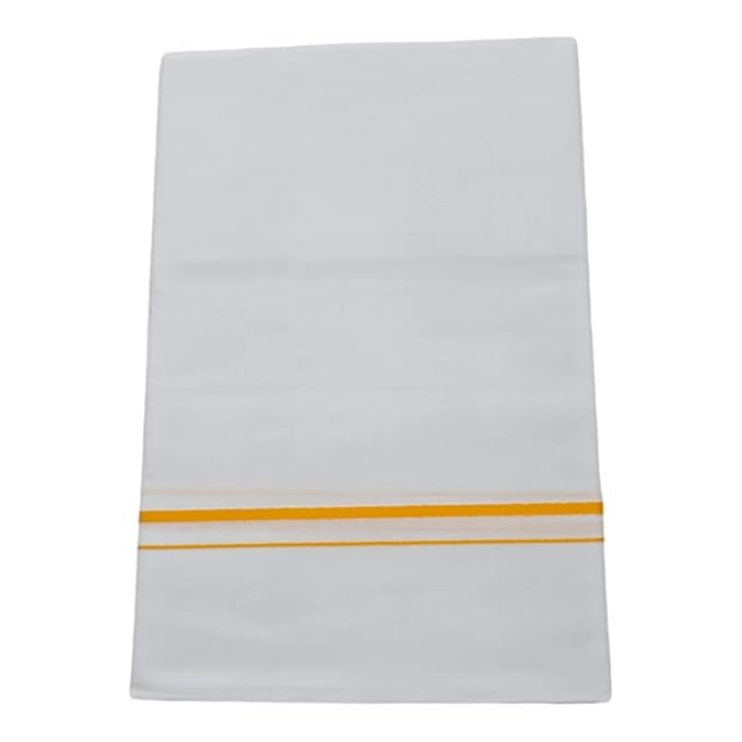 Pure Cotton White Dhoti With Colored Small Border for Men's | Dhoti for Pooja, Weddings and Other Festive Occasions - Size- 4 Mulam (2.0 MTR)