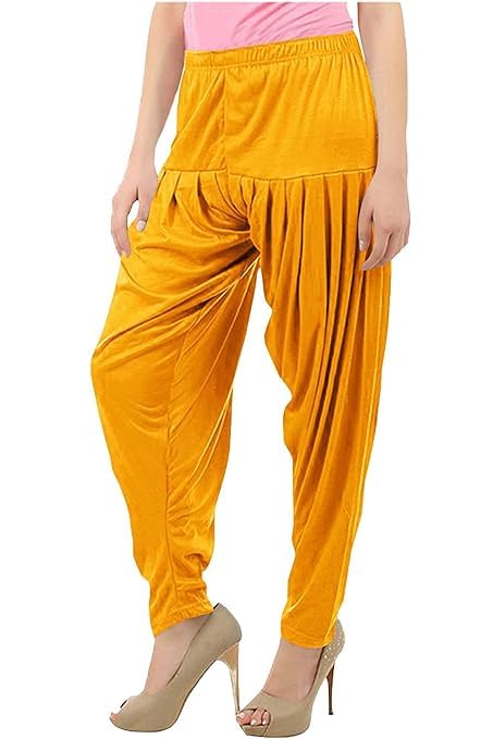 Women's Relaxed Fit Cotton Viscose Lycra Dhoti Patiyala Salwar Harem Bottoms Pants for Women's (PACK 1)