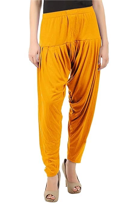 Women's Relaxed Fit Cotton Viscose Lycra Dhoti Patiyala Salwar Harem Bottoms Pants for Women's (PACK 1)