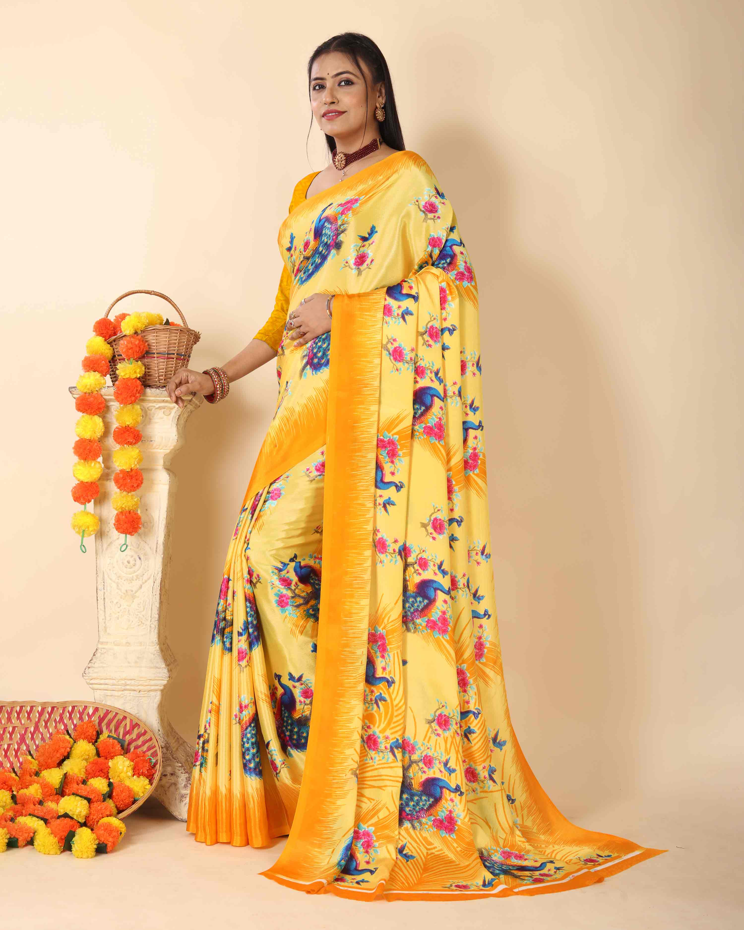 Women's Turkey Silk Print Saree and Unstitched Blouse Piece | Saree for Women | Perfect for Office work Saree | COMBO of 2 |