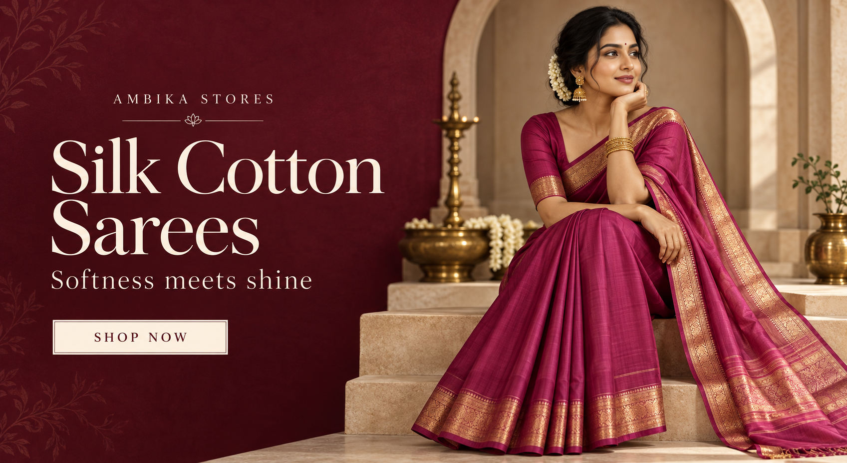Ambika Stores Silk Cotton Sarees — Softness meets shine