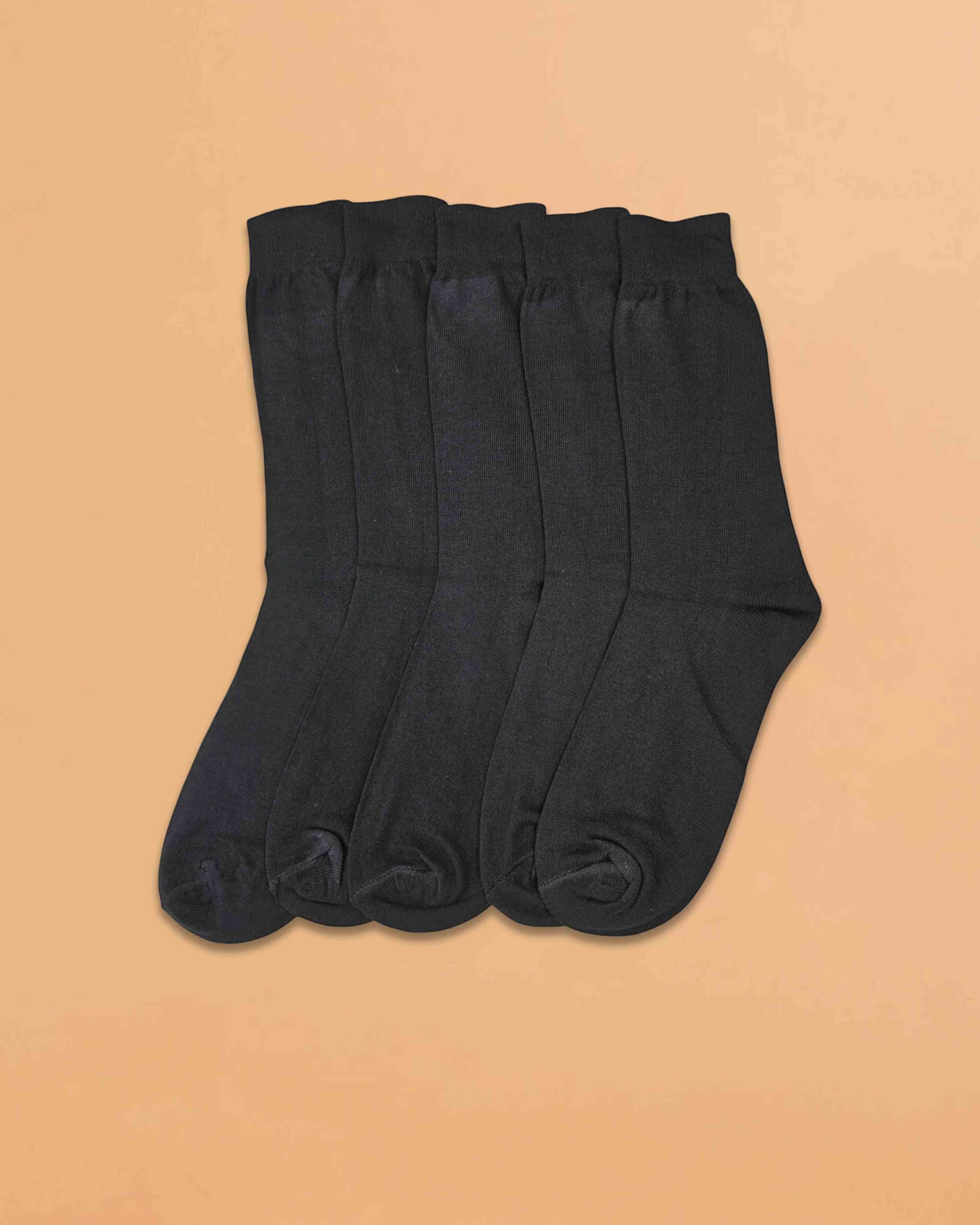 Ambika Stores pack of 5 plain black full-length school socks made from soft organic combed cotton