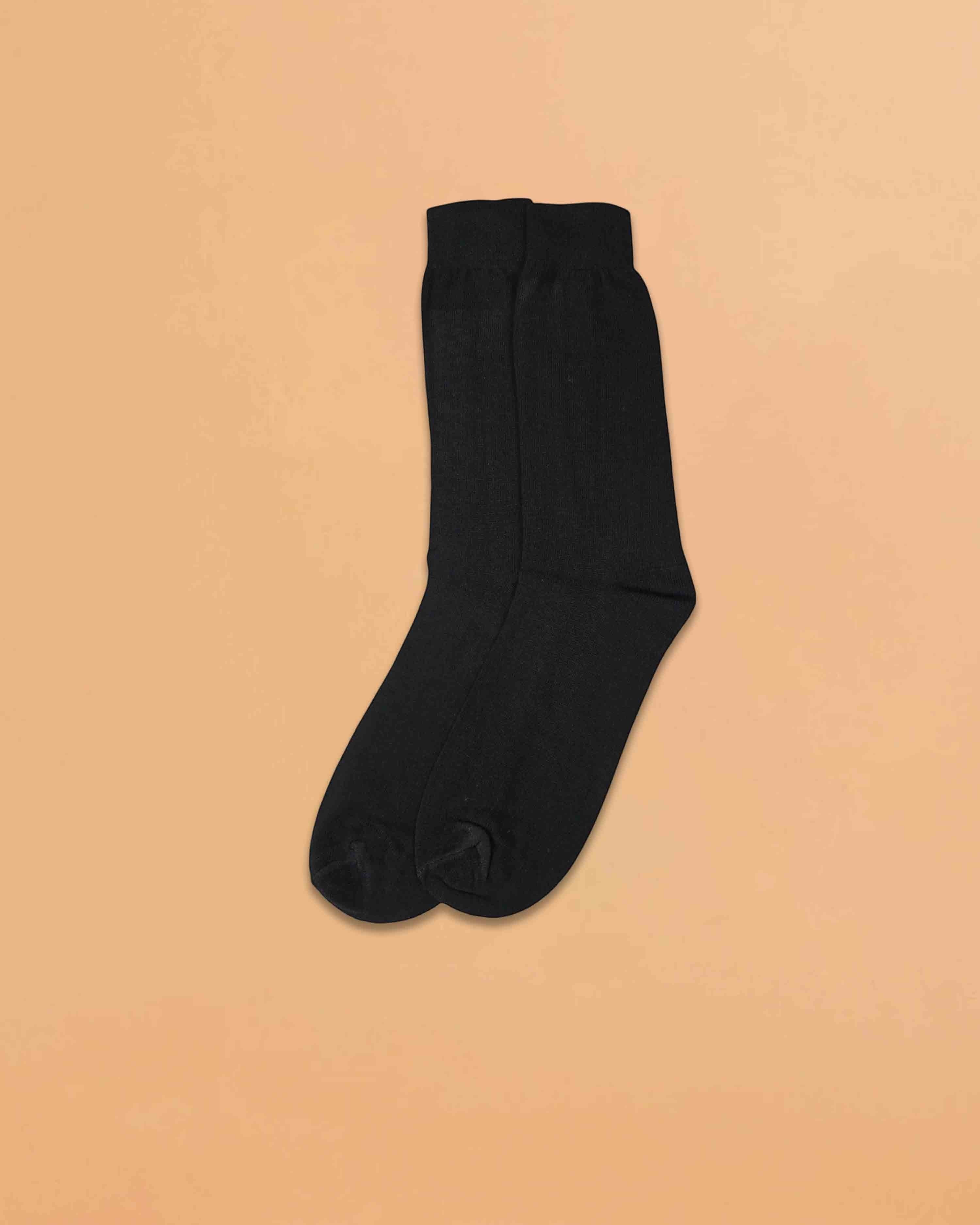 Ambika Stores plain black full-length school socks made from soft organic combed cotton