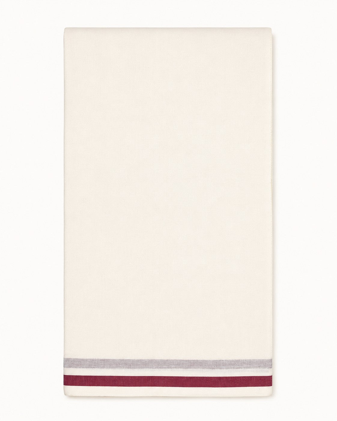 Ambika Stores men's unbleached off-white cotton dhoti with a maroon and grey border for traditional ceremonies.