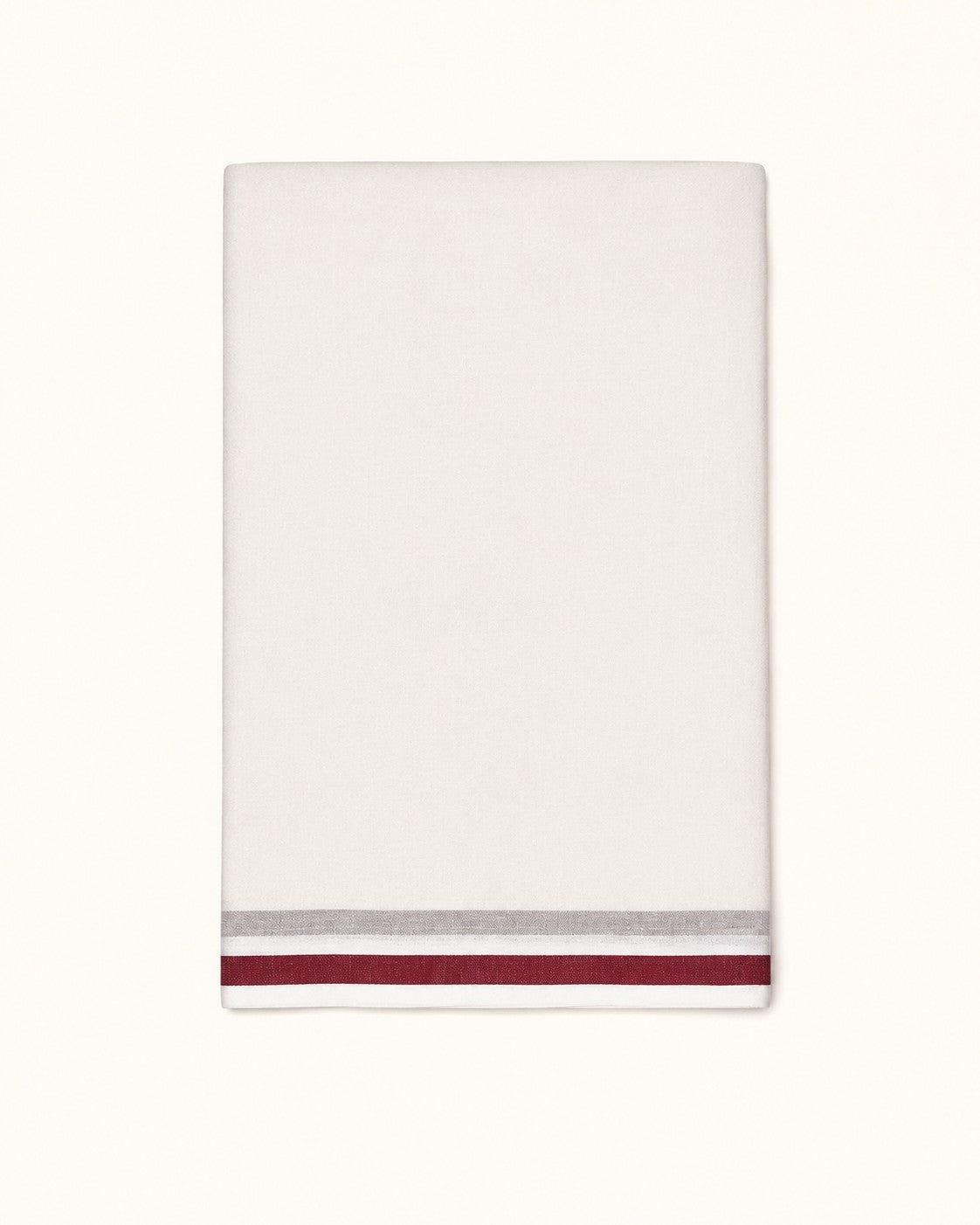 Ambika Stores men's unbleached off-white cotton panchakacham dhoti with a maroon and grey border stripe
