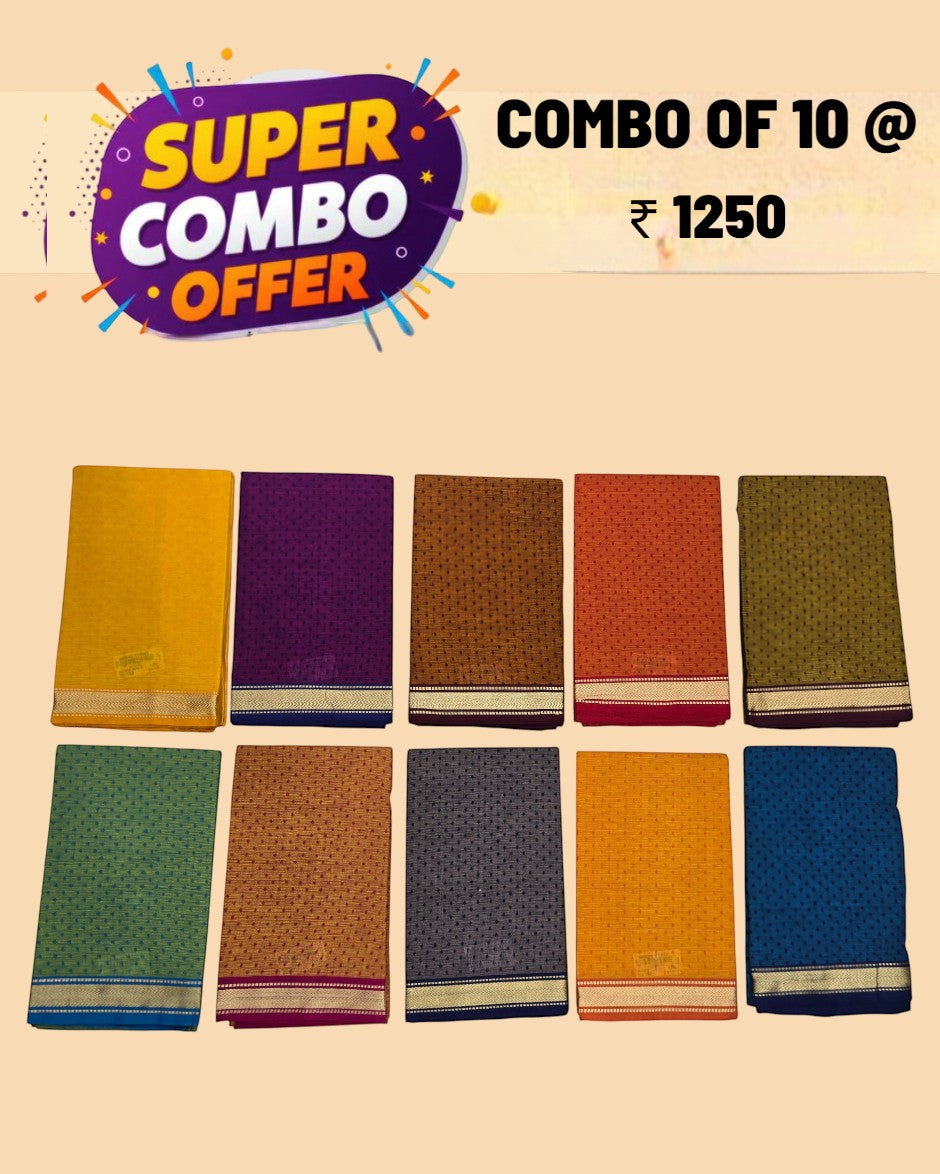 Ambika Stores set of 5 multicolor unstitched cotton blouse fabrics with traditional prints and zari borders