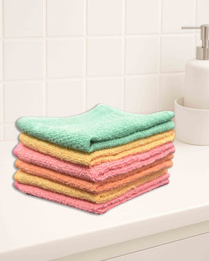 Cotton Hand Towels for Kitchen & Wash Basin – Multicolor Face Towels for Gym, Travel and Daily Use – 10x10 Inch