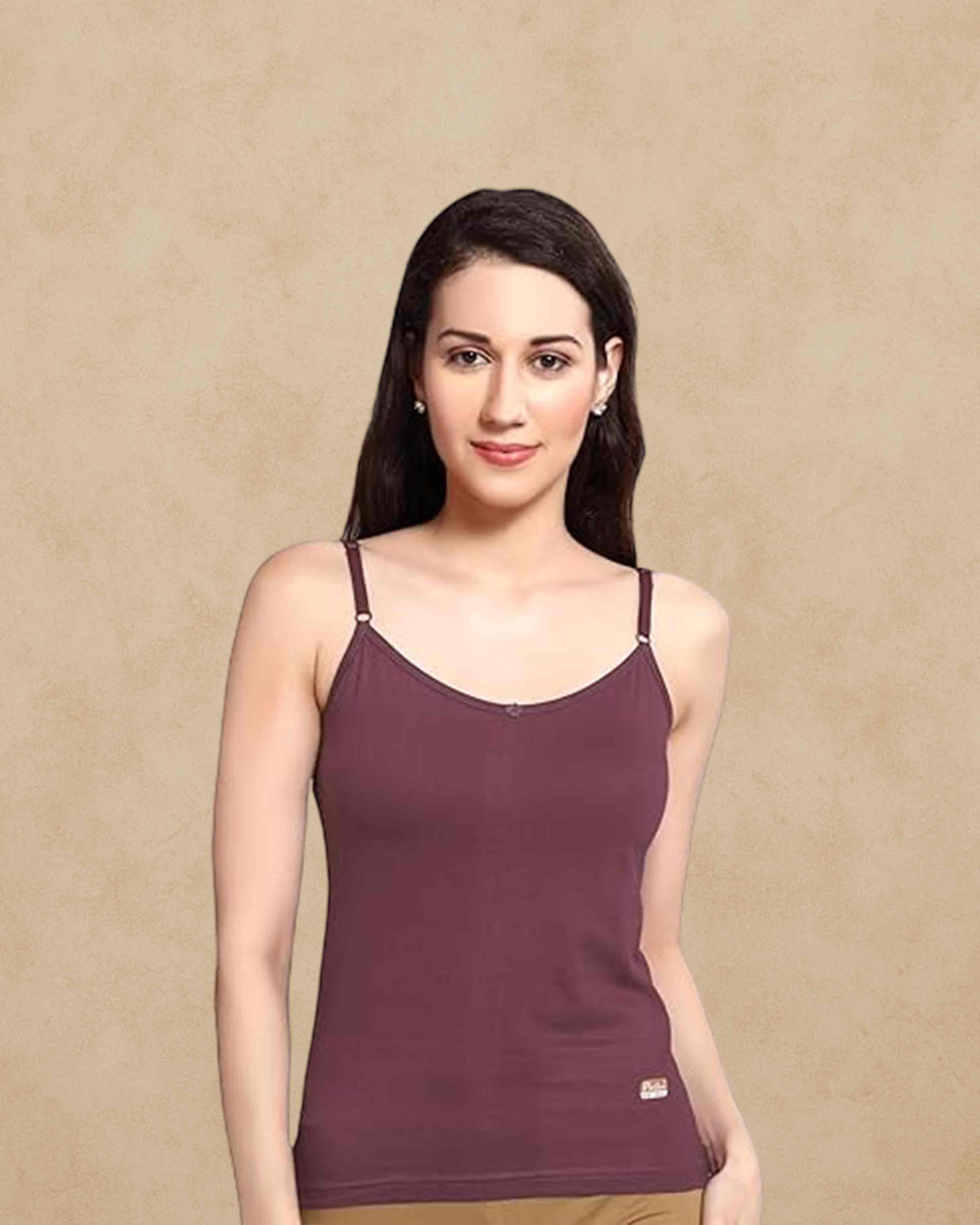 Ambika Stores Prithvi Joshi maroon camisole slip with adjustable straps and V-neck for women