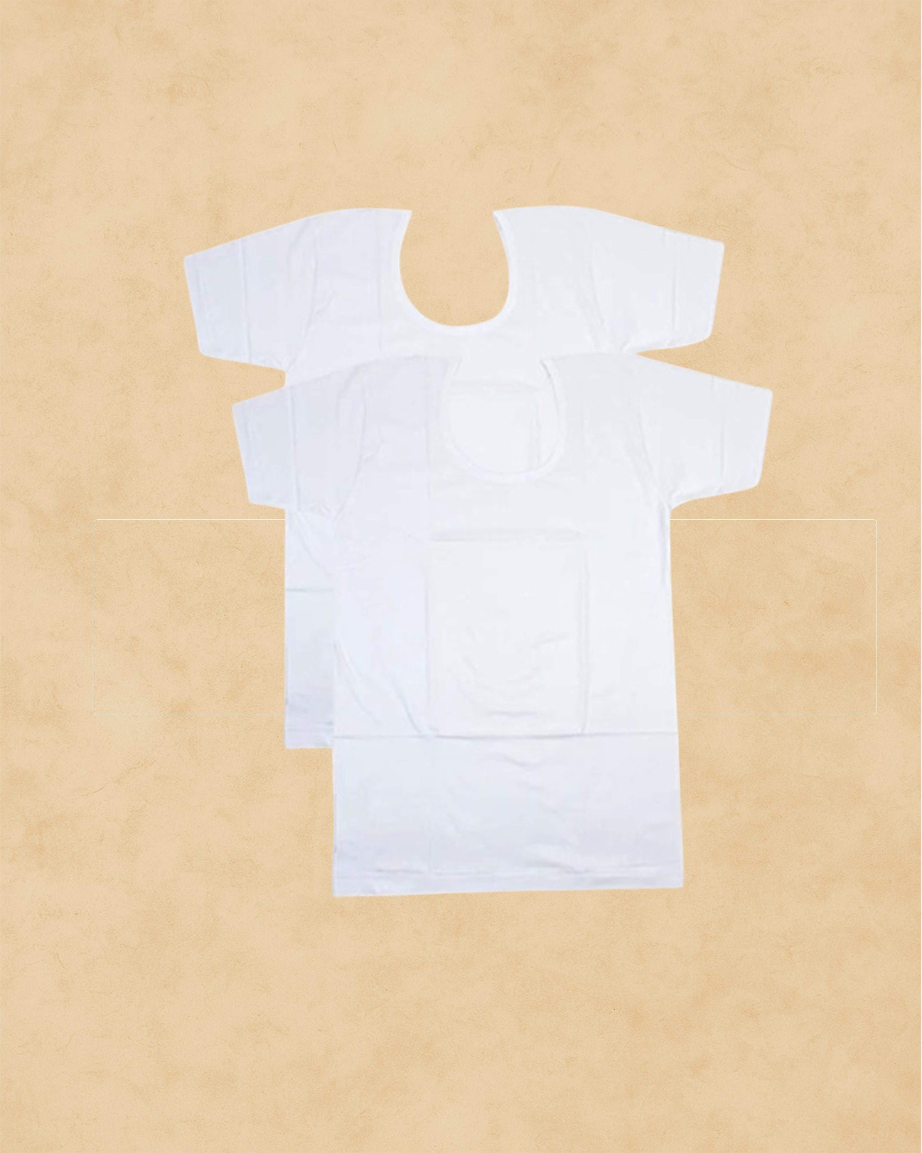 Ambika Stores Viking men's white combed cotton RNS vests with seamless body and flat shoulder seams.
