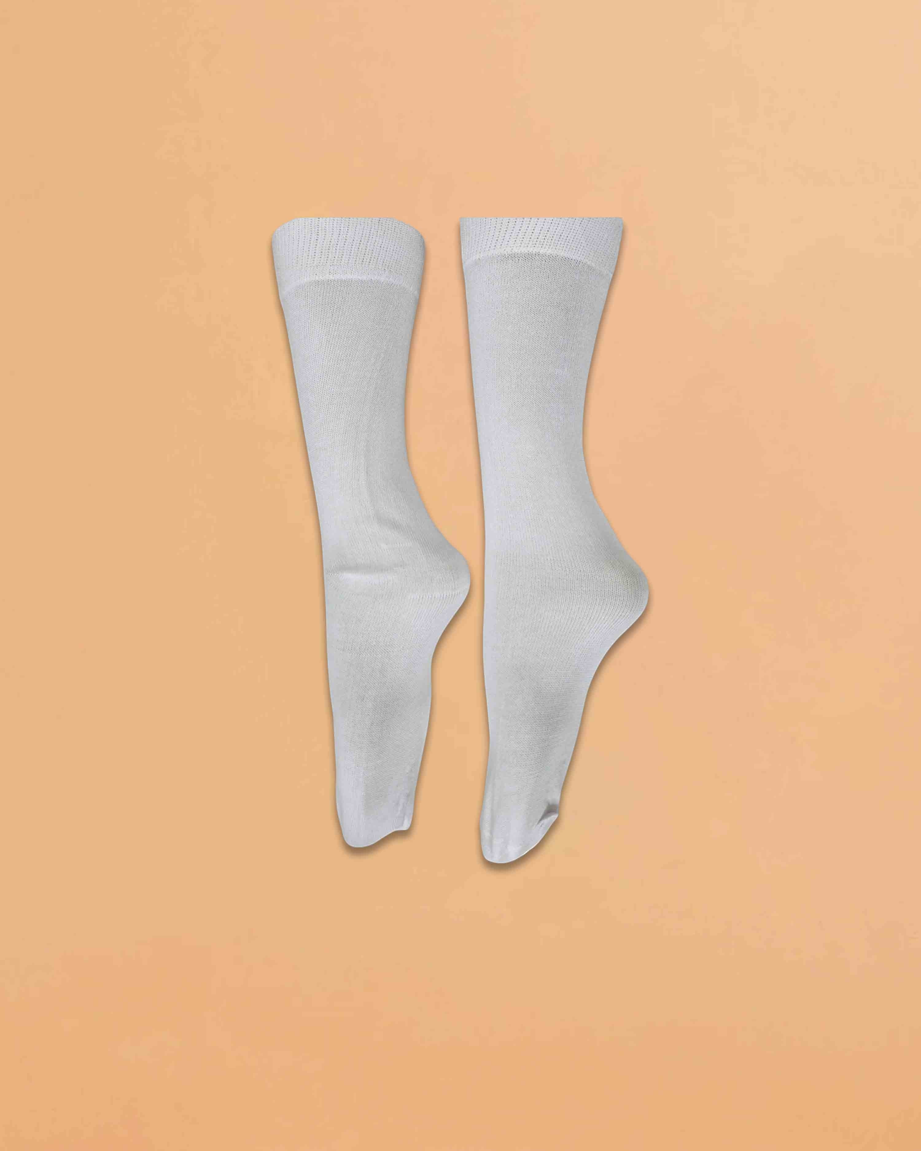 Ambika Stores pair of plain white full-length organic combed cotton school socks for boys and girls
