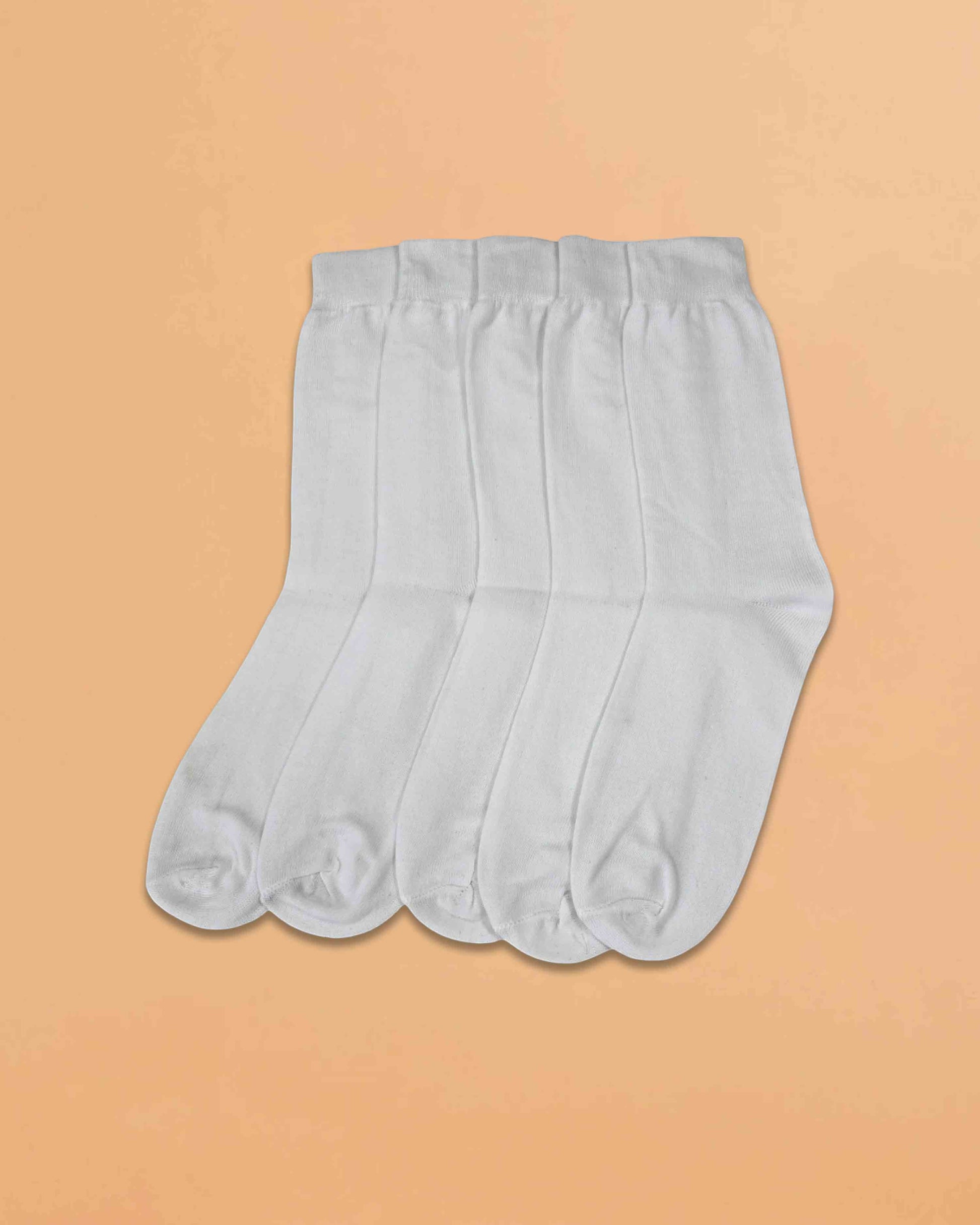 Ambika Stores pack of five white organic combed cotton full-length school socks for boys and girls