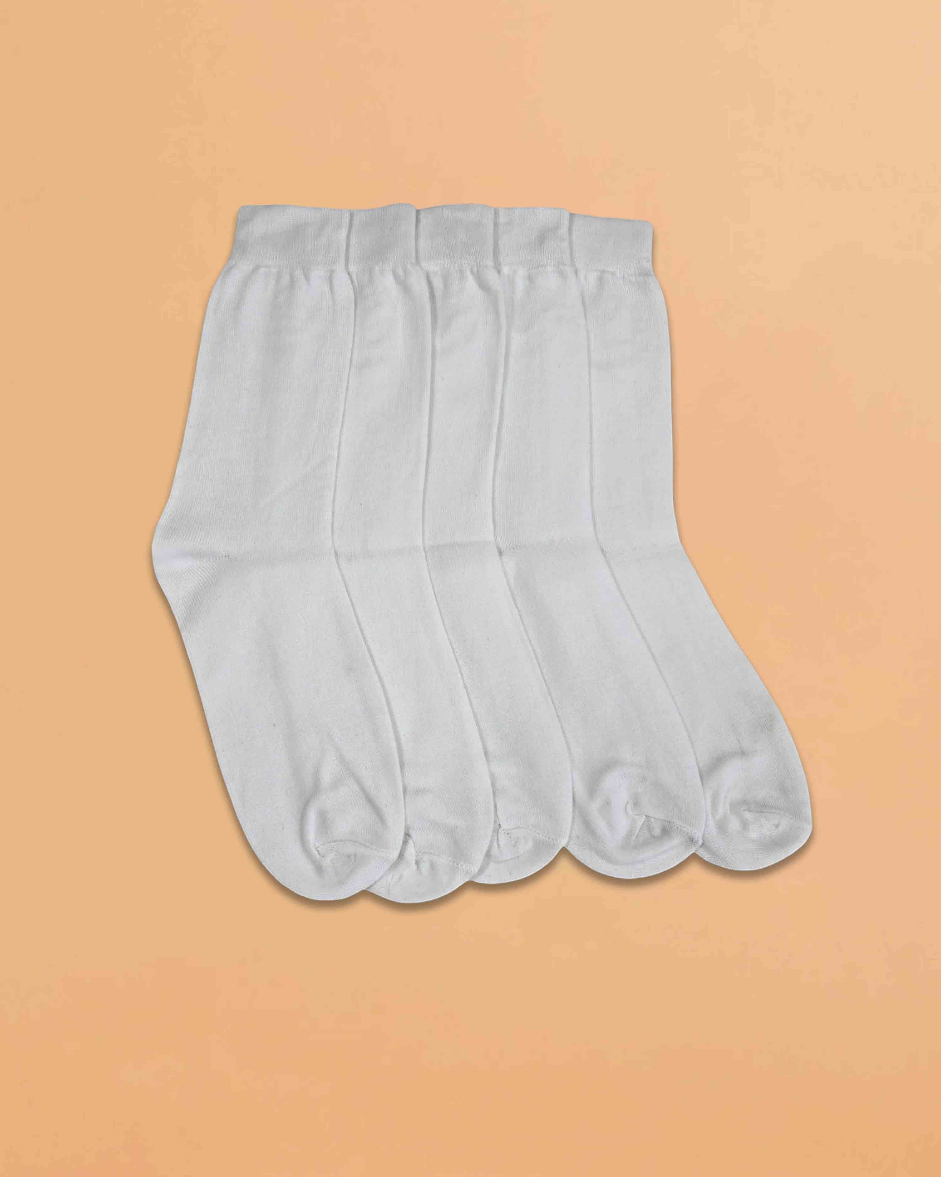 Ambika Stores pack of five white organic combed cotton school socks for boys and girls