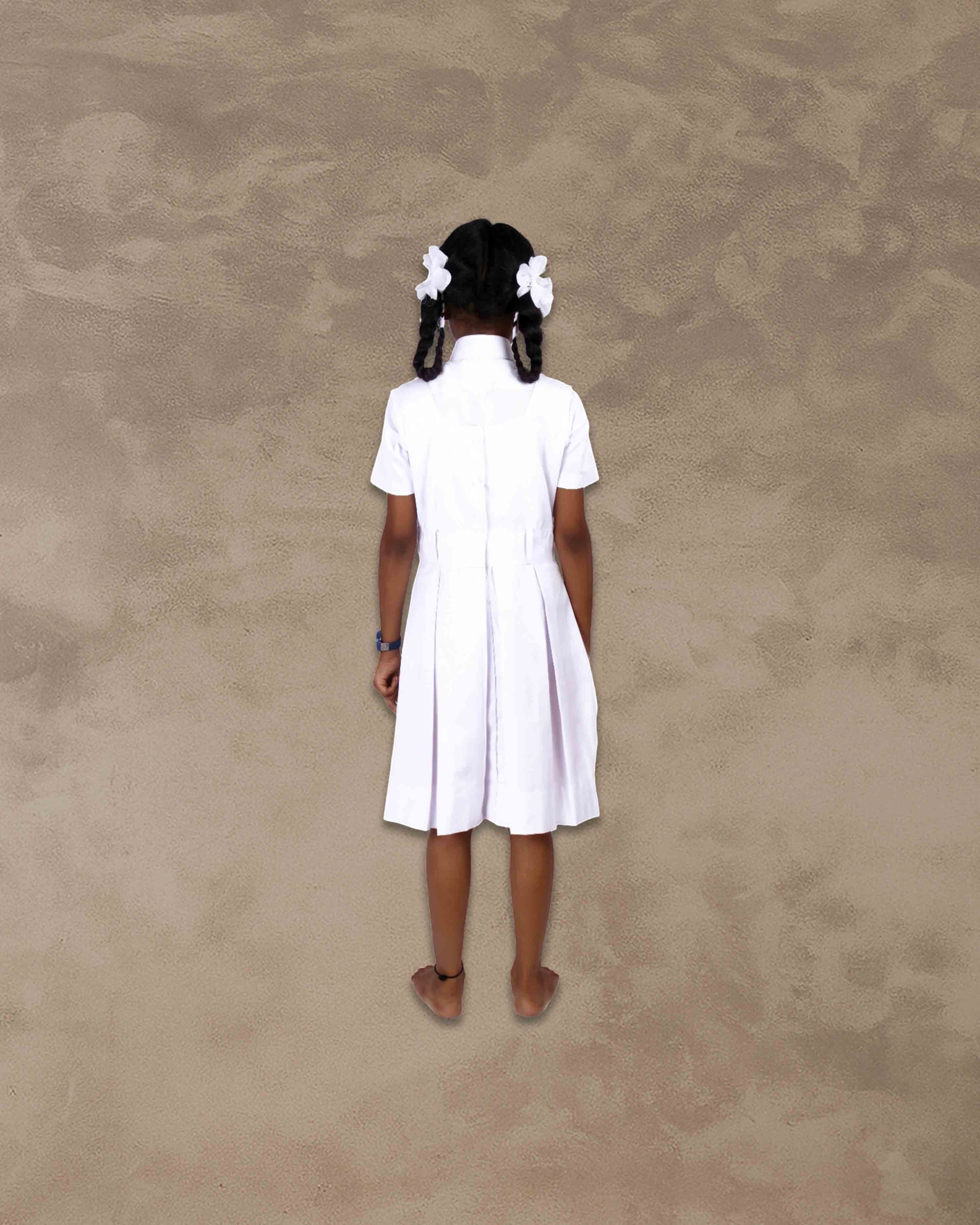 white girls school uniform skirt in durable terrycot fabric with a one-side pleated design.
