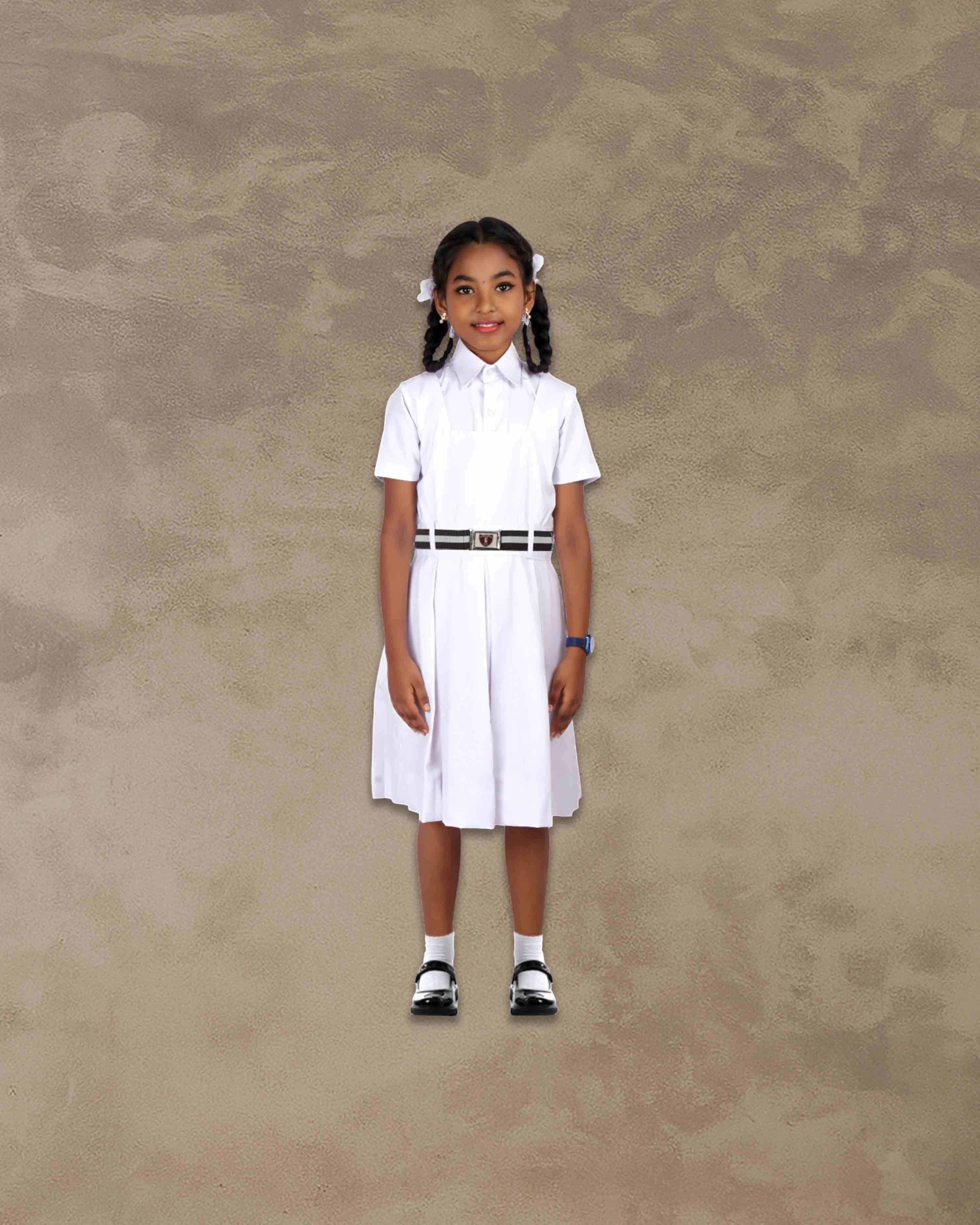 white girls school uniform skirt in durable terrycot fabric with a one-side pleated design.