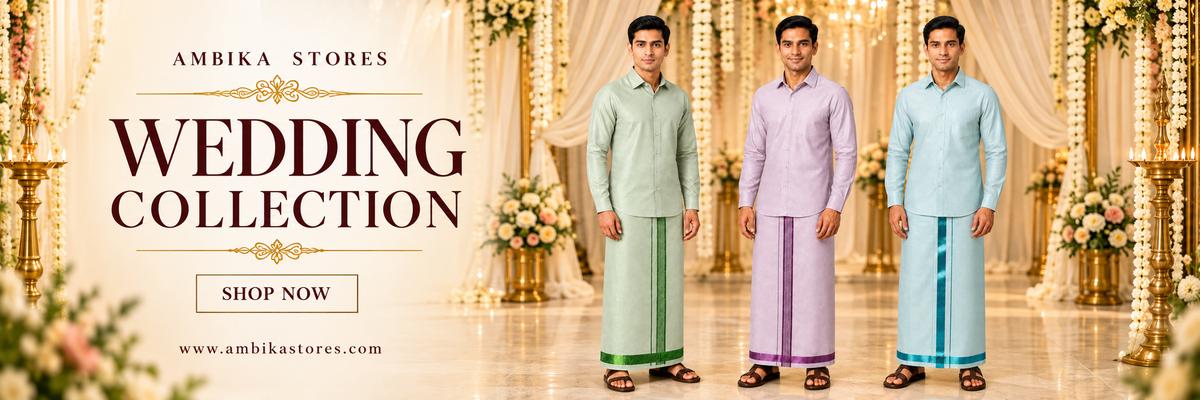Ambika Stores Wedding Collection - light green, purple and sea blue shirt and dhoti sets. Shop now.slider_item_f8JdHT