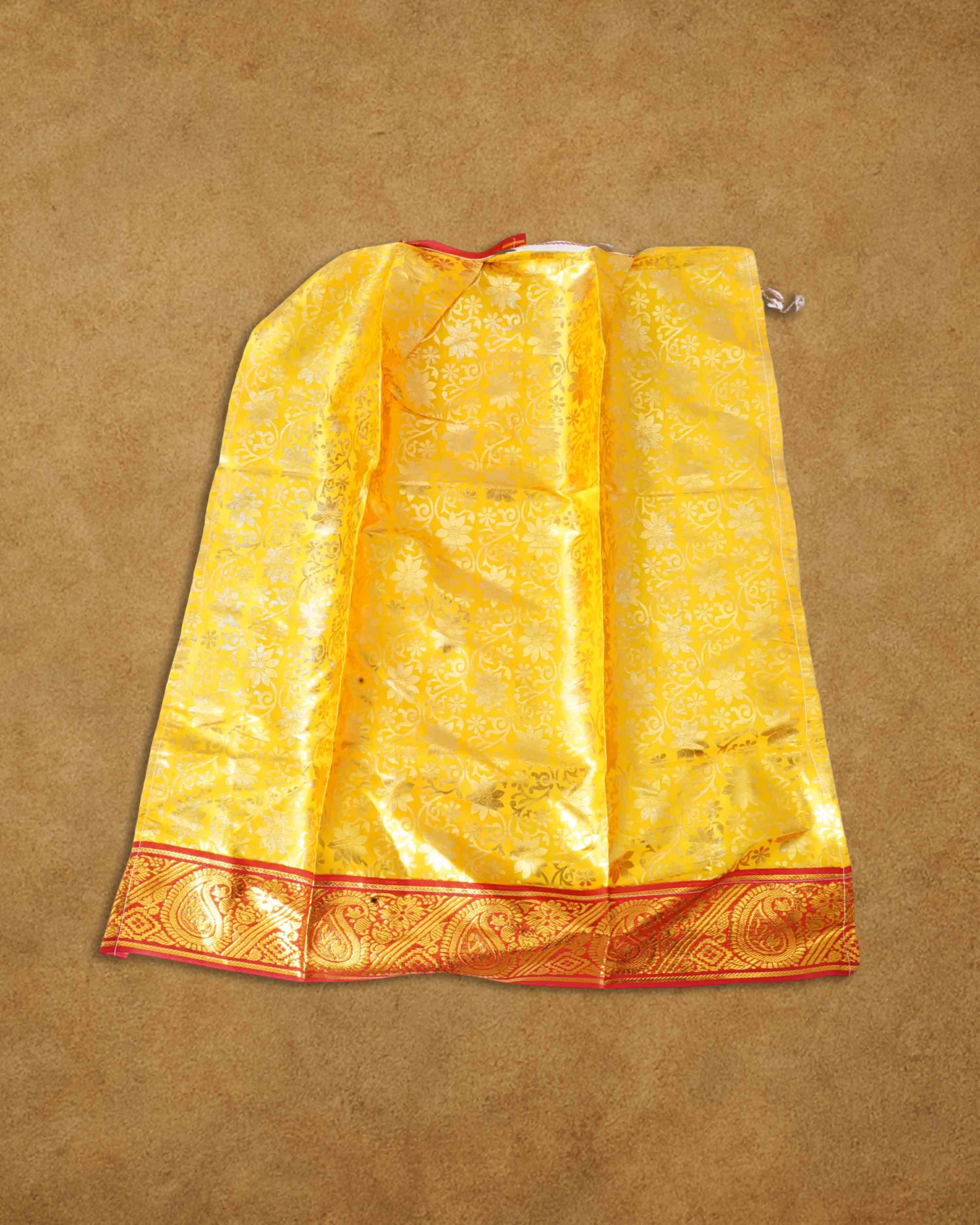 Amman Pavadai Dress Art Silk Cloth Rani Chunri - (9 to 9 Inch), MATA Rani Poshak, Maa Laxmi, Durga, Saraswati, Radha Chunri Patka and Lehenga, Ghagra Dress