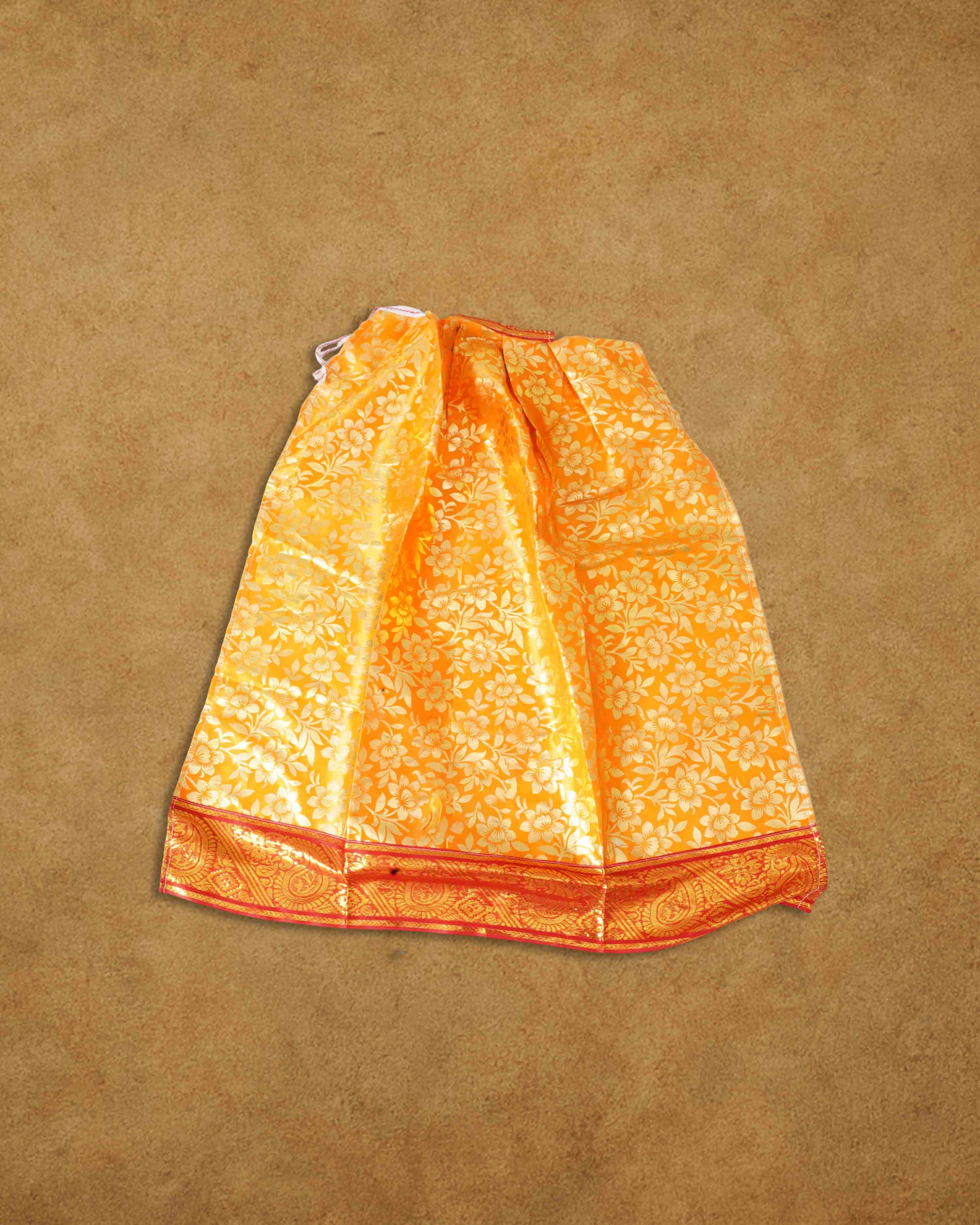 Amman Pavadai Dress Art Silk Cloth Rani Chunri - (9 to 9 Inch), MATA Rani Poshak, Maa Laxmi, Durga, Saraswati, Radha Chunri Patka and Lehenga, Ghagra Dress