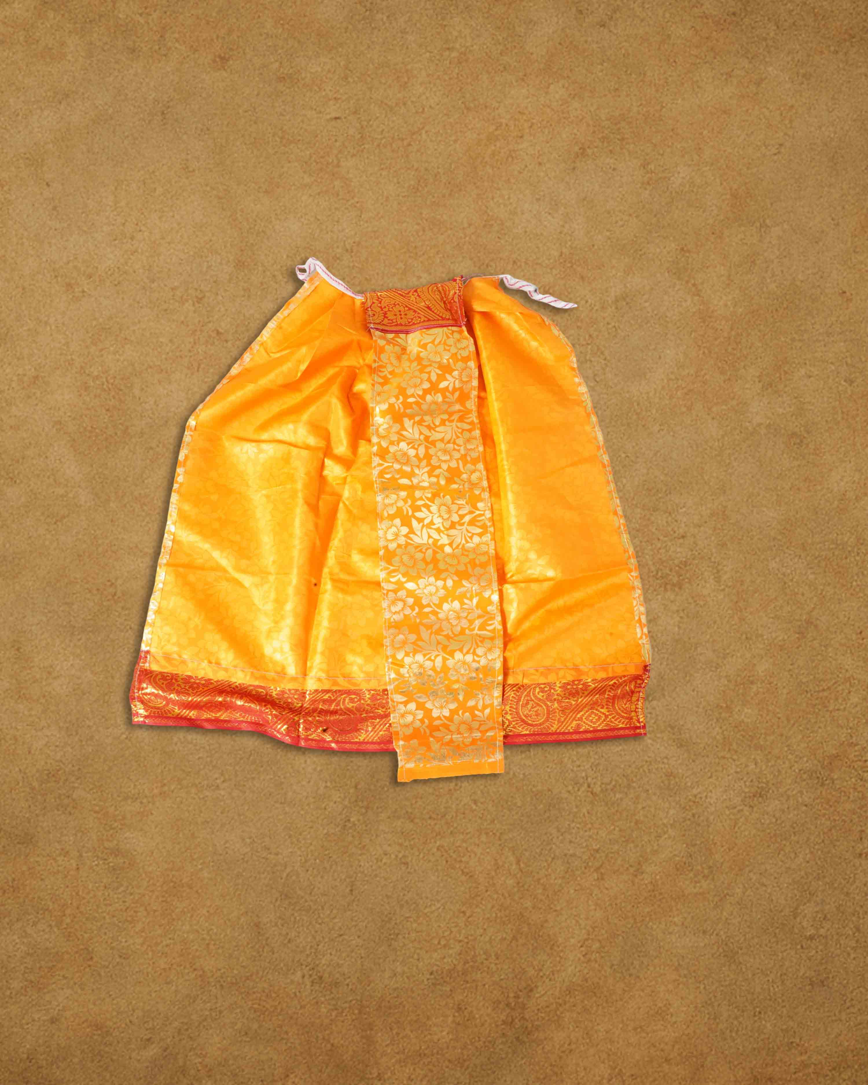 Amman Pavadai Dress Art Silk Cloth Rani Chunri - (9 to 9 Inch), MATA Rani Poshak, Maa Laxmi, Durga, Saraswati, Radha Chunri Patka and Lehenga, Ghagra Dress