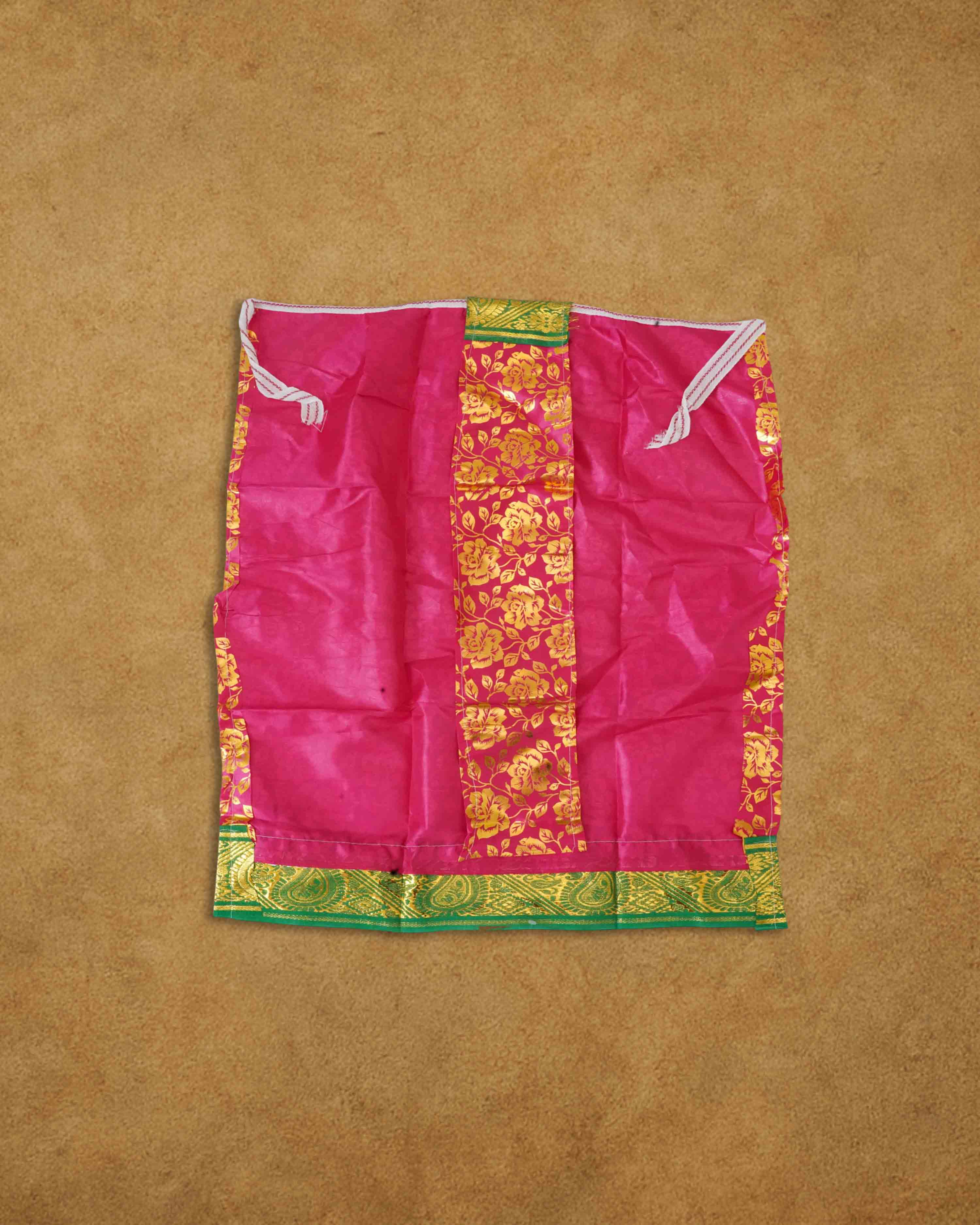 Amman Pavadai Dress Art Silk Cloth Rani Chunri - (9 to 9 Inch), MATA Rani Poshak, Maa Laxmi, Durga, Saraswati, Radha Chunri Patka and Lehenga, Ghagra Dress