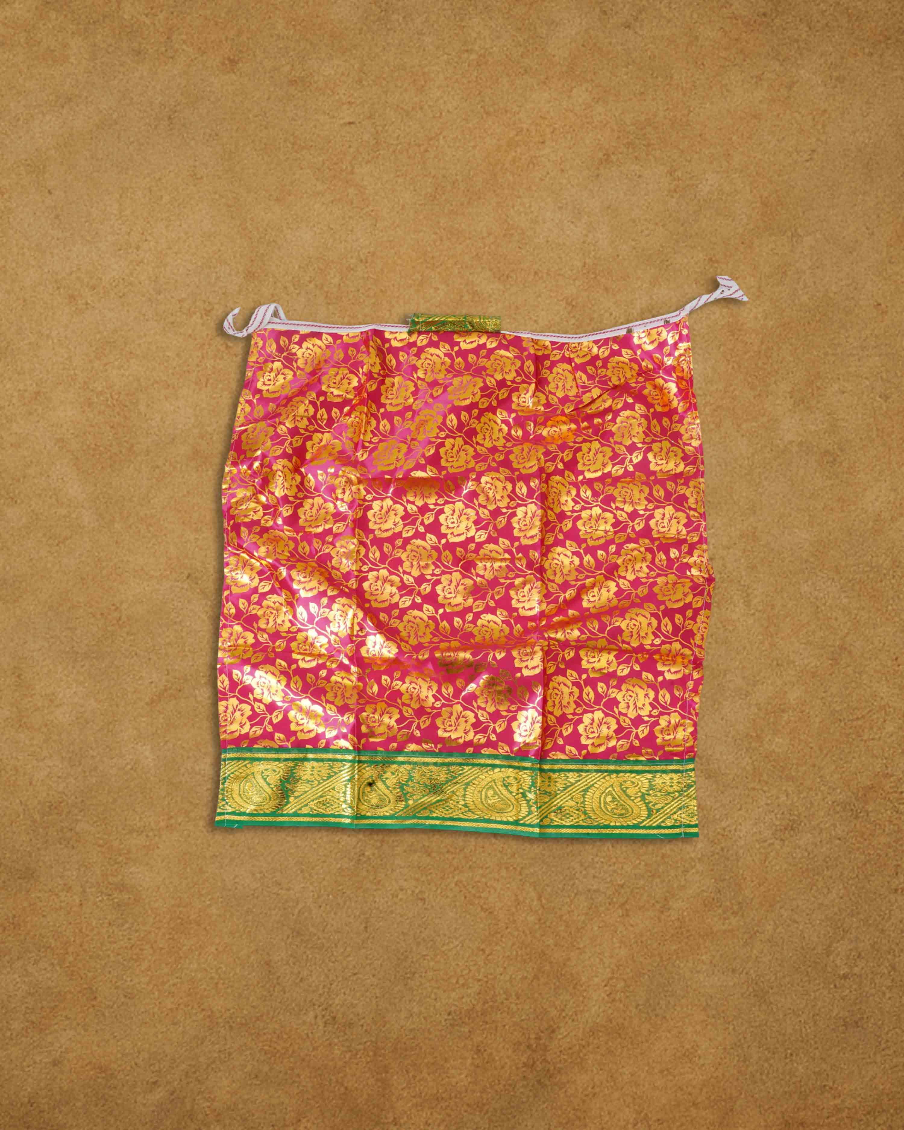 Amman Pavadai Dress Art Silk Cloth Rani Chunri - (9 to 9 Inch), MATA Rani Poshak, Maa Laxmi, Durga, Saraswati, Radha Chunri Patka and Lehenga, Ghagra Dress