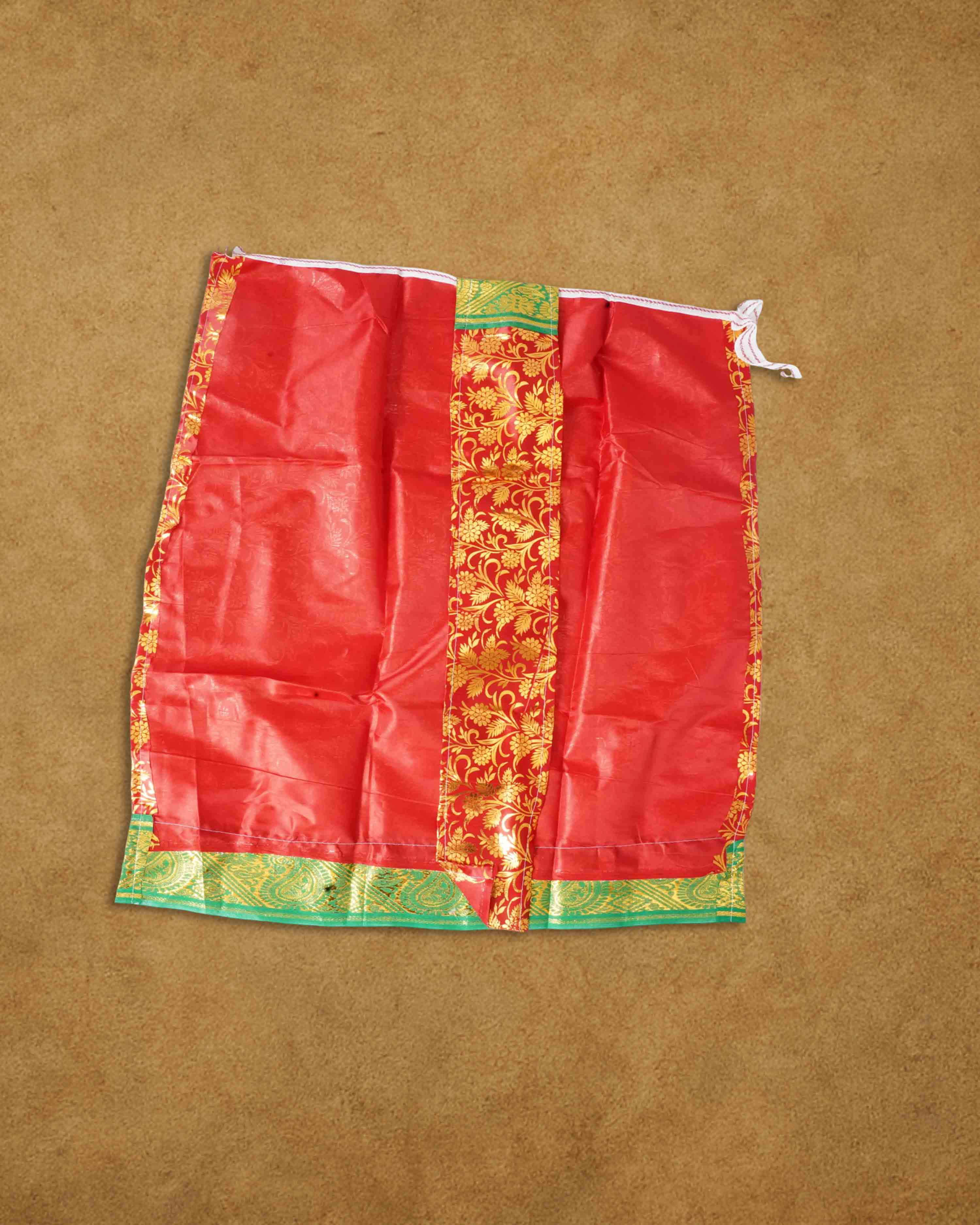 Amman Pavadai Dress Art Silk Cloth Rani Chunri - (9 to 9 Inch), MATA Rani Poshak, Maa Laxmi, Durga, Saraswati, Radha Chunri Patka and Lehenga, Ghagra Dress