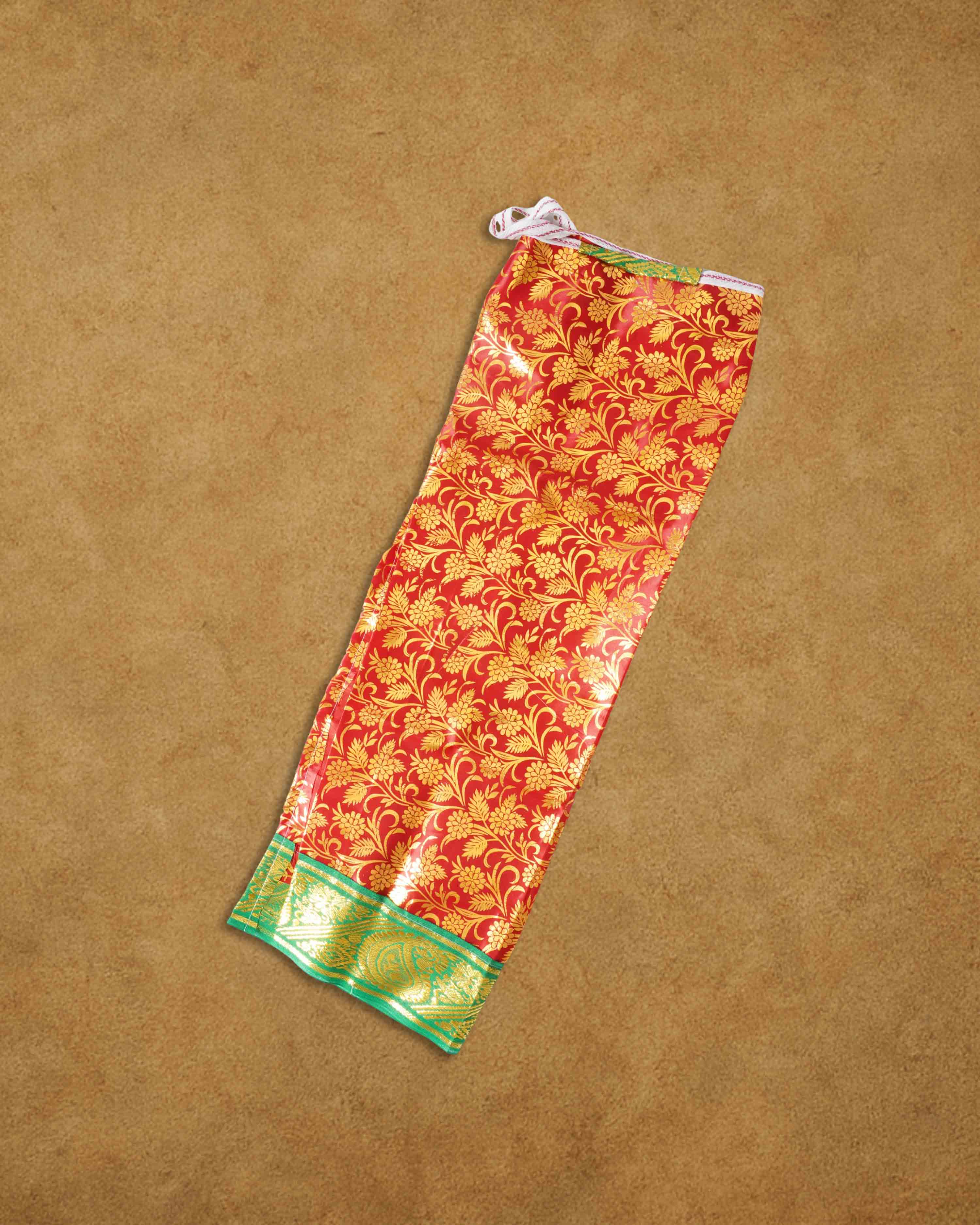 Amman Pavadai Dress Art Silk Cloth Rani Chunri - (9 to 9 Inch), MATA Rani Poshak, Maa Laxmi, Durga, Saraswati, Radha Chunri Patka and Lehenga, Ghagra Dress
