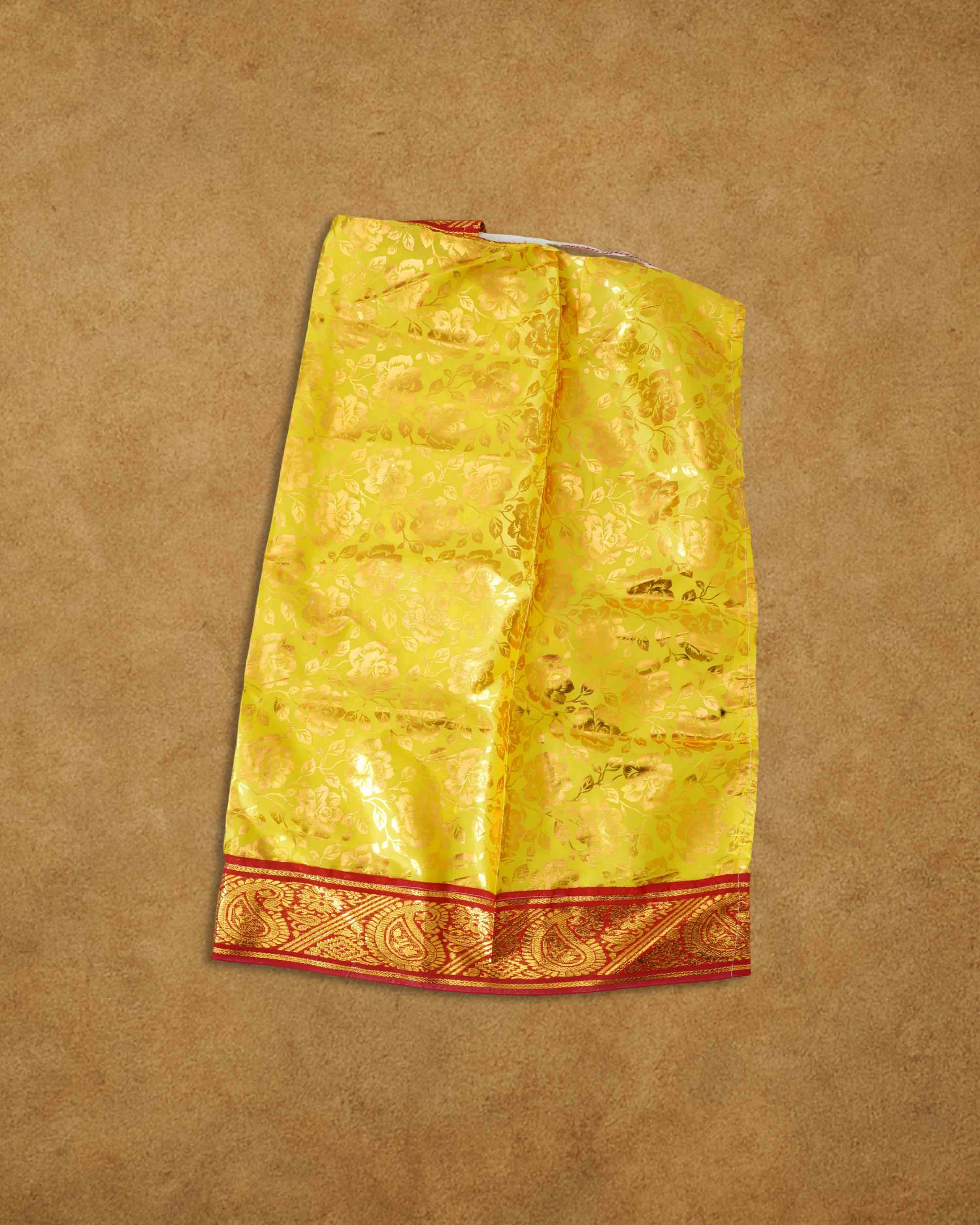 Amman Pavadai Dress Art Silk Cloth Rani Chunri - (9 to 9 Inch), MATA Rani Poshak, Maa Laxmi, Durga, Saraswati, Radha Chunri Patka and Lehenga, Ghagra Dress