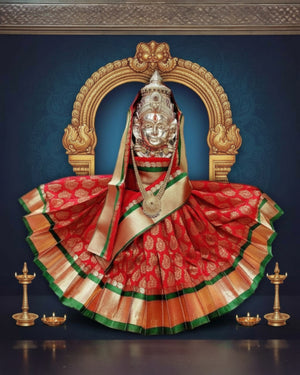 Swamy Printed Pudavai, Temple Sarees, Temple Sarees, Amman Pudavai, Amman Saree, 5.0 Meters - Red