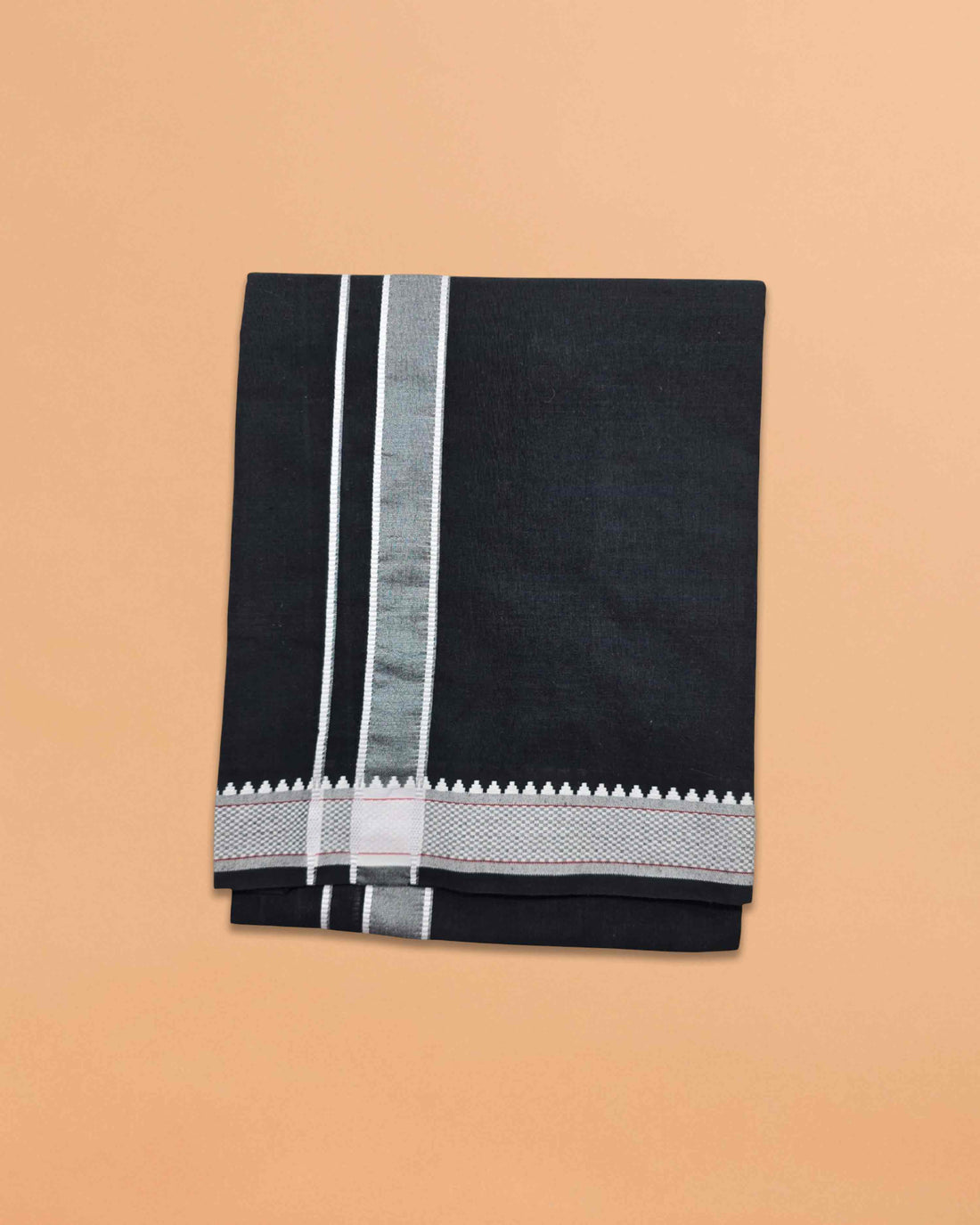 Mens Colour Dhoti with Matching Towel | Color Single Dhoti + Matching Towel | Swamy Veshti Dhoti & Towel Set | Kerala Sabarimala Ayyappa Dhoties - Black