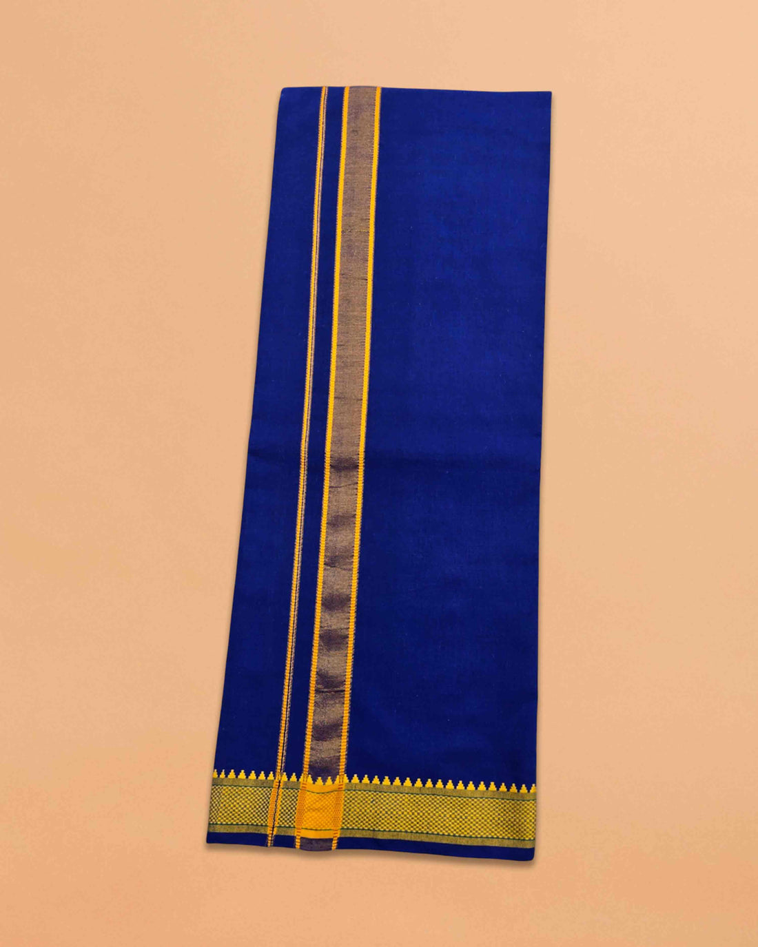 Mens Colour Dhoti with Matching Towel | Color Single Dhoti + Matching Towel | Swamy Veshti Dhoti & Towel Set | Kerala Sabarimala Ayyappa Dhoties - Blue