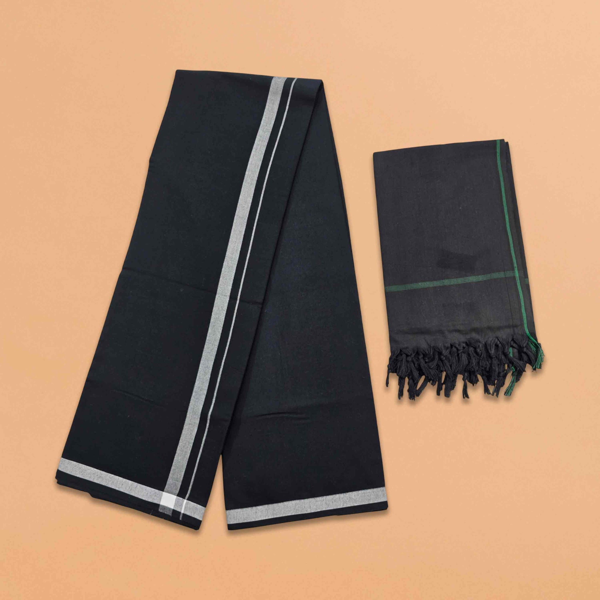 Linen Ayyappan Dhoti - Black