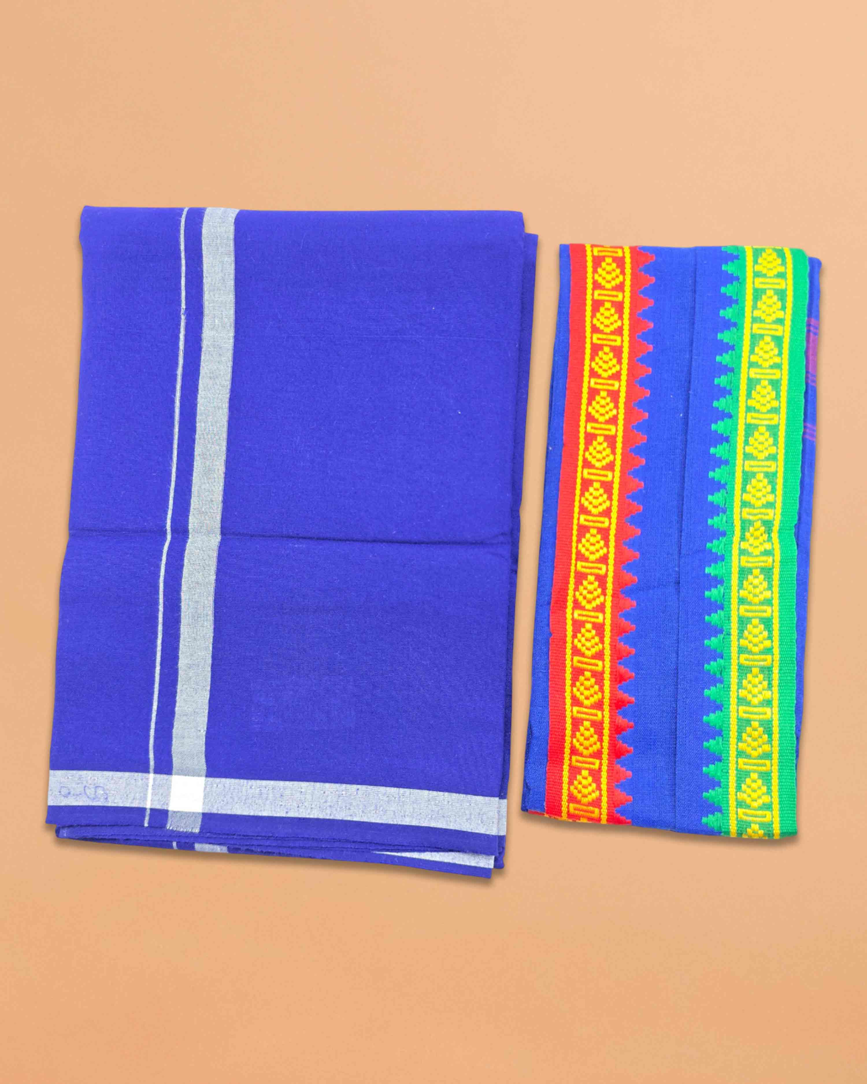 Linen Ayyappan Dhoti - Blue