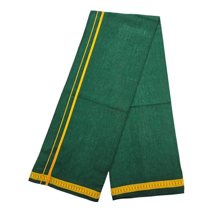 Men’s Poly Cotton Single Colour Casual Style Thalapathi Border Dhoti’s for Men’s/Fine Quality Single Dhoti’s for Men | Pooja Wear Dhoti