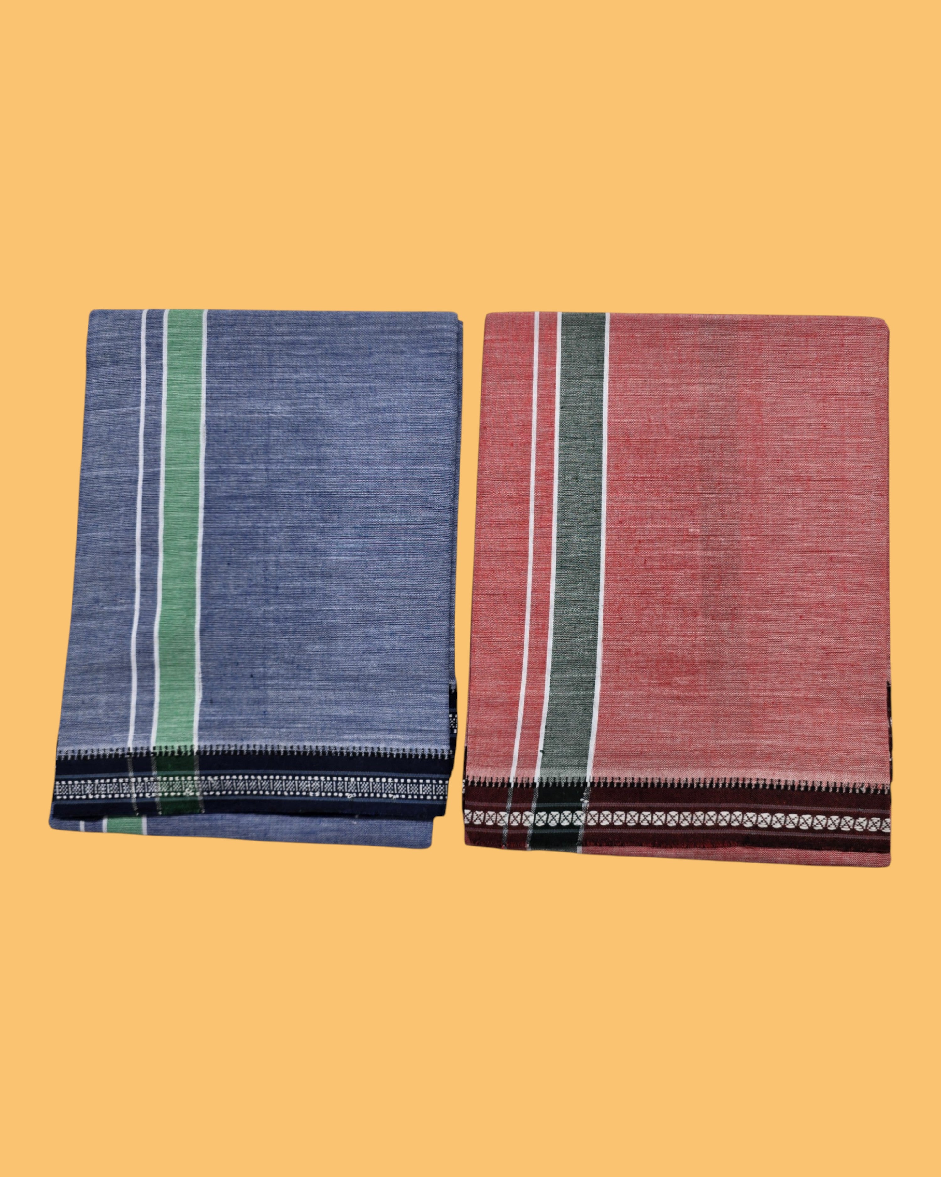 Men's Cotton Home Wear Handloom Dhoti's Colour Dhoti | Kerala Thalapathi Border Single/Kavi Mundus | Men's Temple Wear | Devotional Wear | Pure Cotton Dhoti