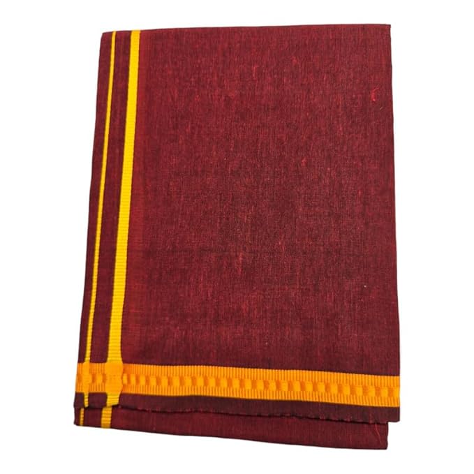 Men’s Poly Cotton Single Colour Casual Style Thalapathi Border Dhoti’s for Men’s/Fine Quality Single Dhoti’s for Men | Pooja Wear Dhoti